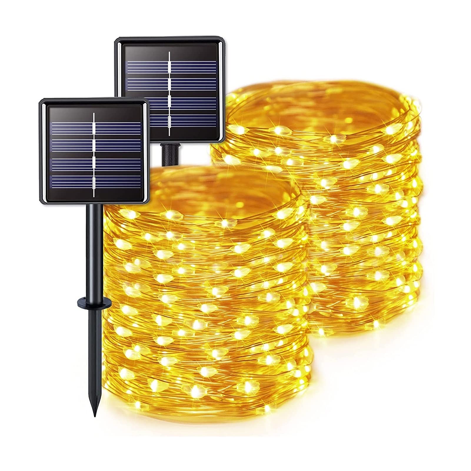 BZGKNUL 50/100/200 LED Solar String Lights Outdoor Waterproof - Solar Powered Fairy Lights for Garden, Christmas, Wedding, Party Decor - Warm White (2 Pack, 20M 200 LED) - Perfect for Patio, Backyard, Balcony & Holiday Lighting