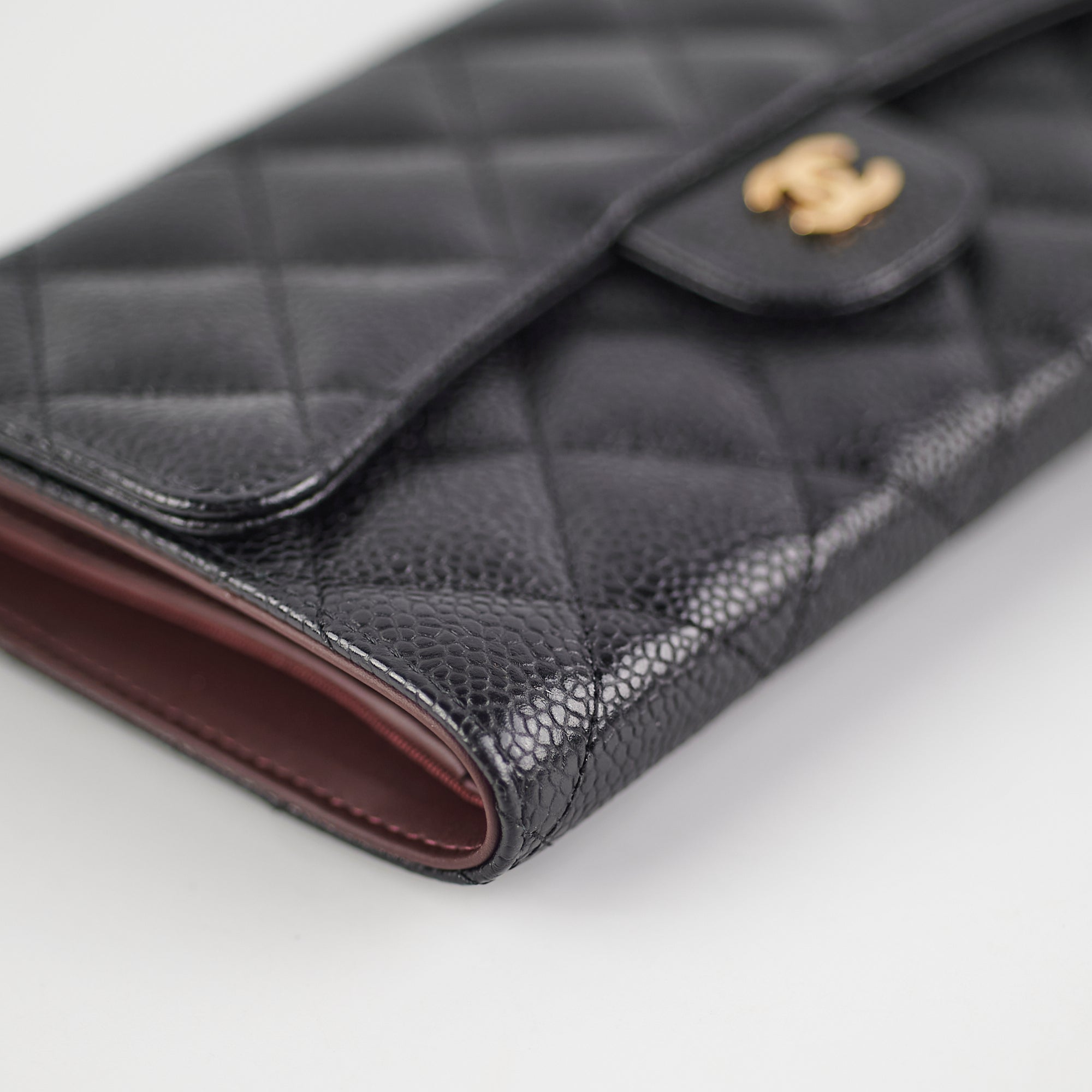 Chanel Long Black Caviar Leather Wallet for Women | Luxury Designer Card Holder & Money Organizer | Perfect for Everyday Use, Travel & Special Occasions