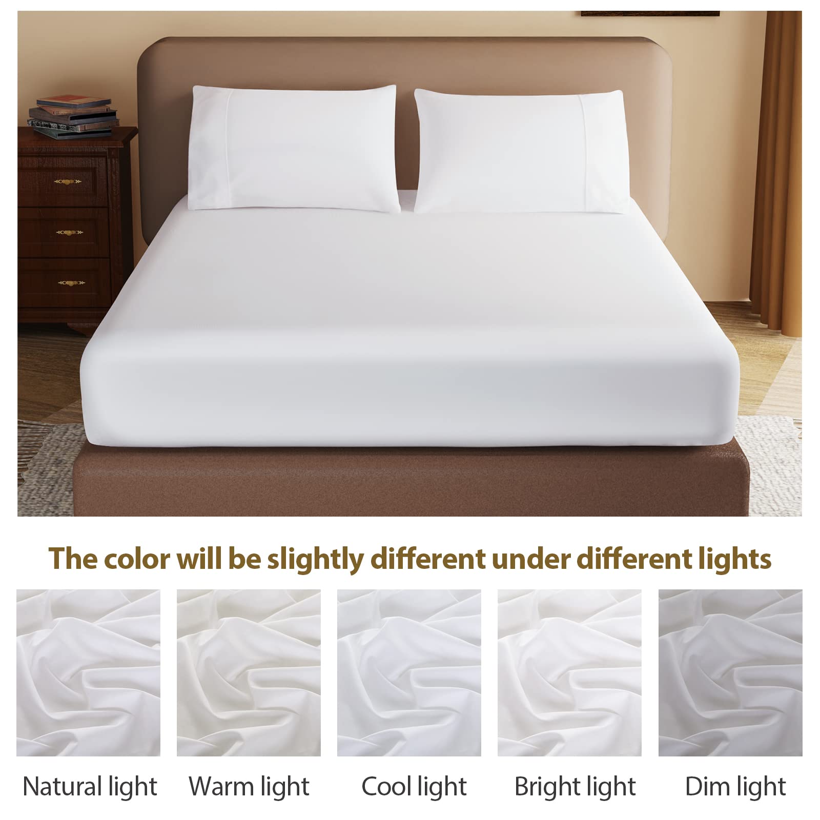 Luxury 100% Egyptian Cotton Fitted Sheet - Twin Size White 600 Thread Count - Deep Pocket 8-16