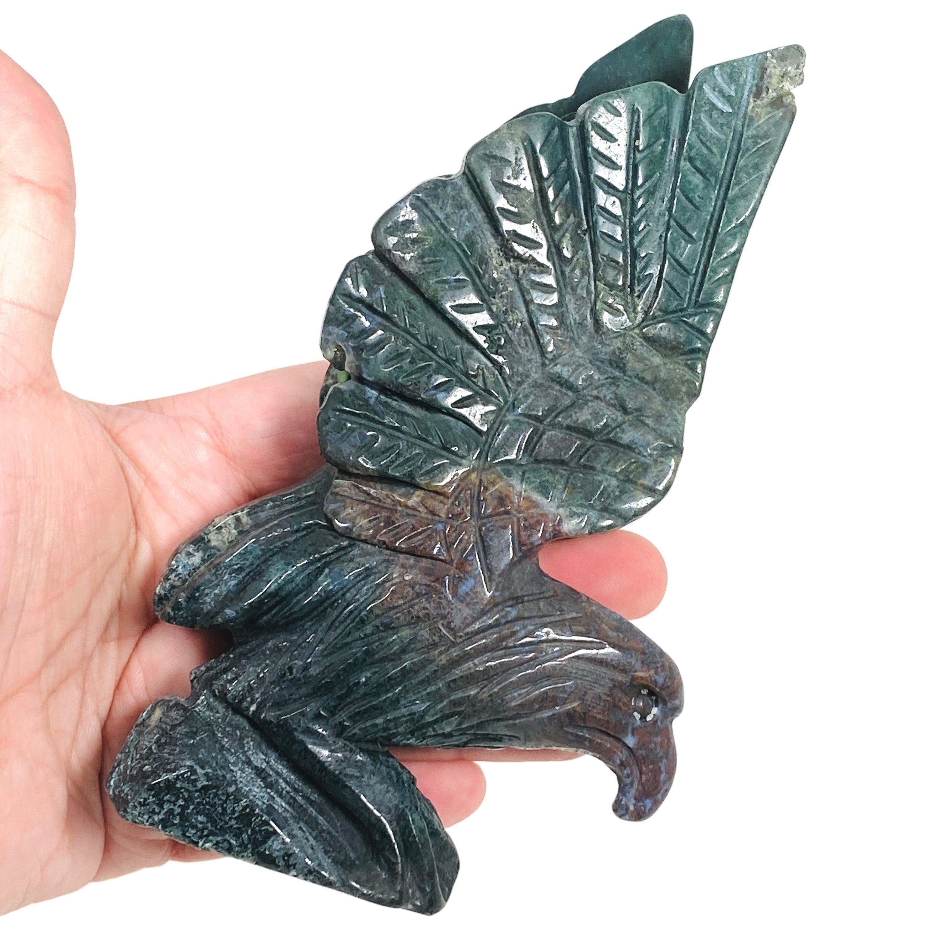 Vibrant Moss Agate Eagle Pendant - Handcrafted Jewelry for Spiritual Protection & Nature Lovers | Perfect for Meditation, Gift Giving & Boho Fashion