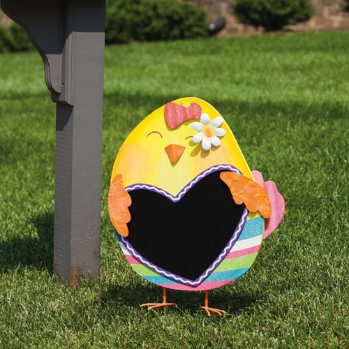 Easter Chick Decorative Garden Stake with Chalkboard - Spring Yard Decor for Easter Egg Hunts, Garden Parties & Outdoor Celebrations