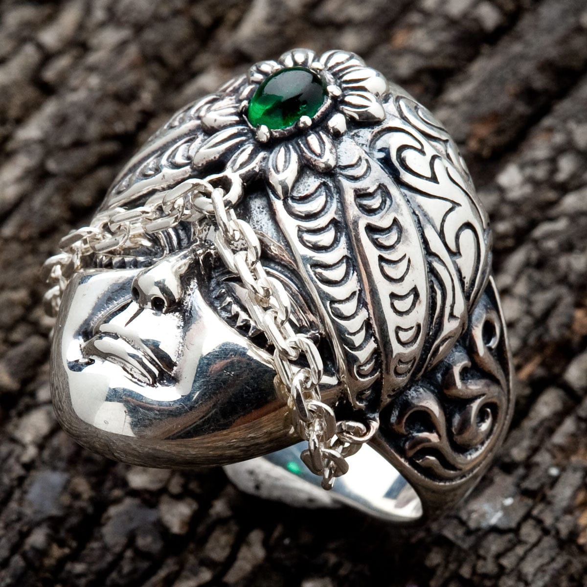 925 Sterling Silver Maharaja Face Ring for Men - Elegant Indian Inspired Jewelry for Parties, Weddings & Gifting
