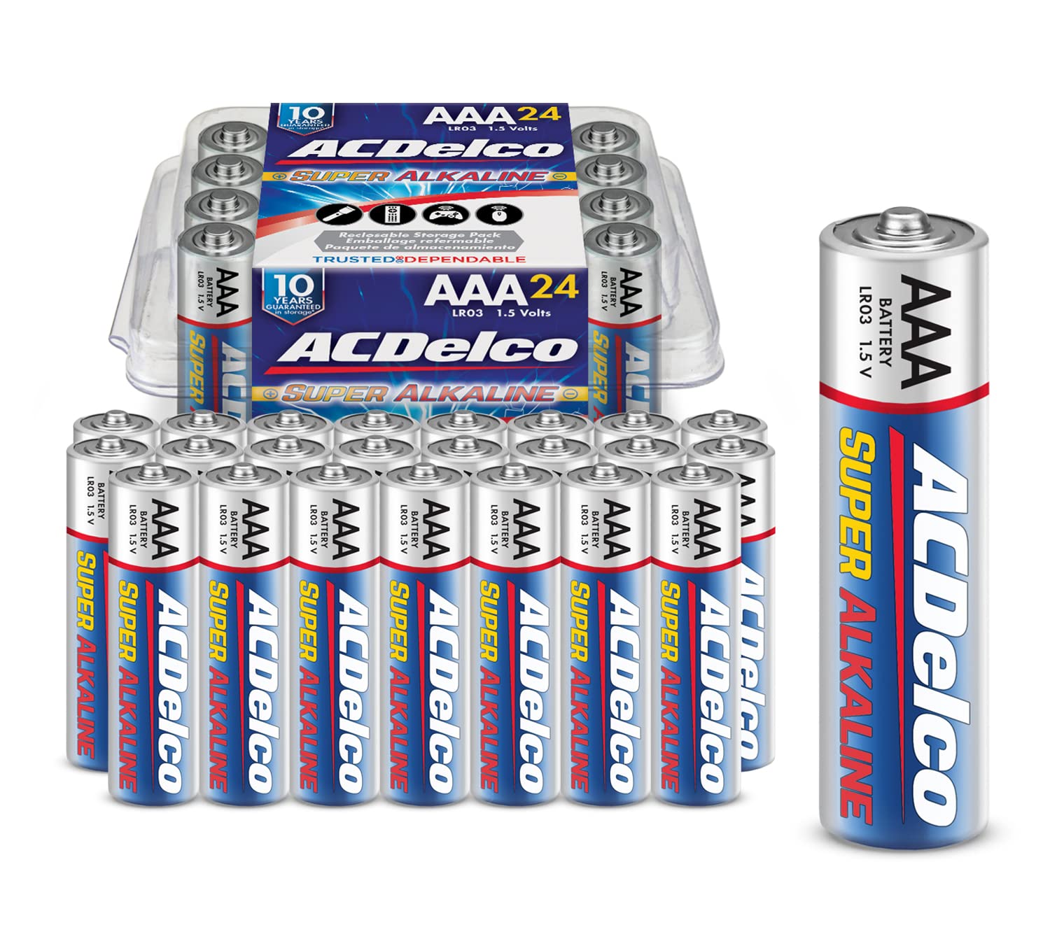 ACDelco 24-Count AAA Super Alkaline Batteries - Maximum Power & 10-Year Shelf Life - Ideal for Remote Controls, Toys, Flashlights & Electronic Devices