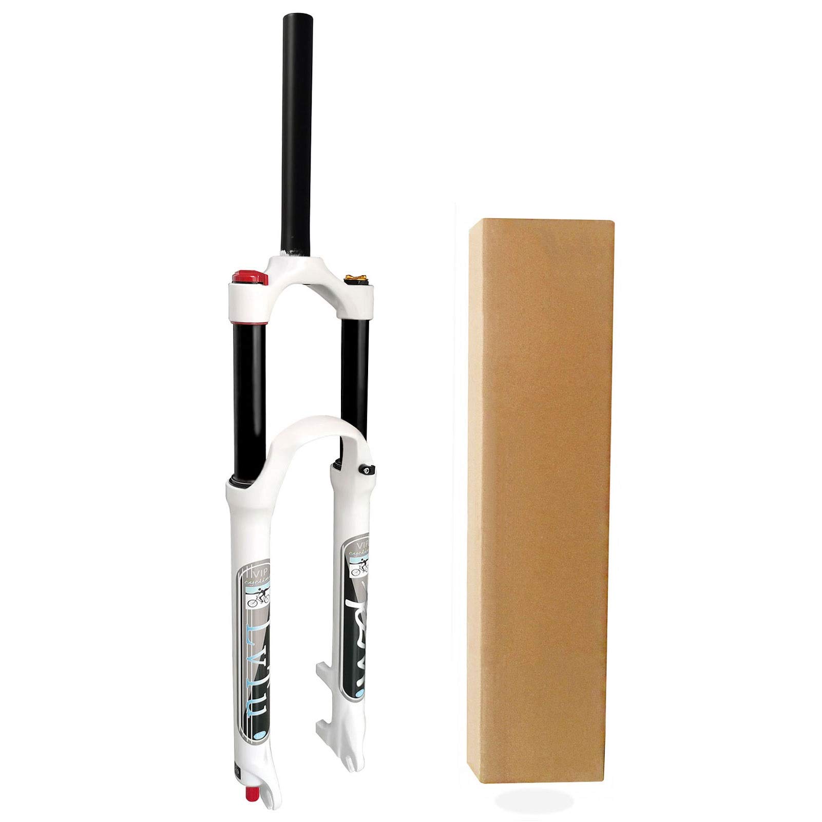 130mm Travel Mountain Bike Suspension Fork - Air Shock Absorber with Rebound Adjust for 26/27.5/29 Inch Wheels | Straight Manual Lock Out | Perfect for Trail Riding, Downhill & Cross-Country Cycling