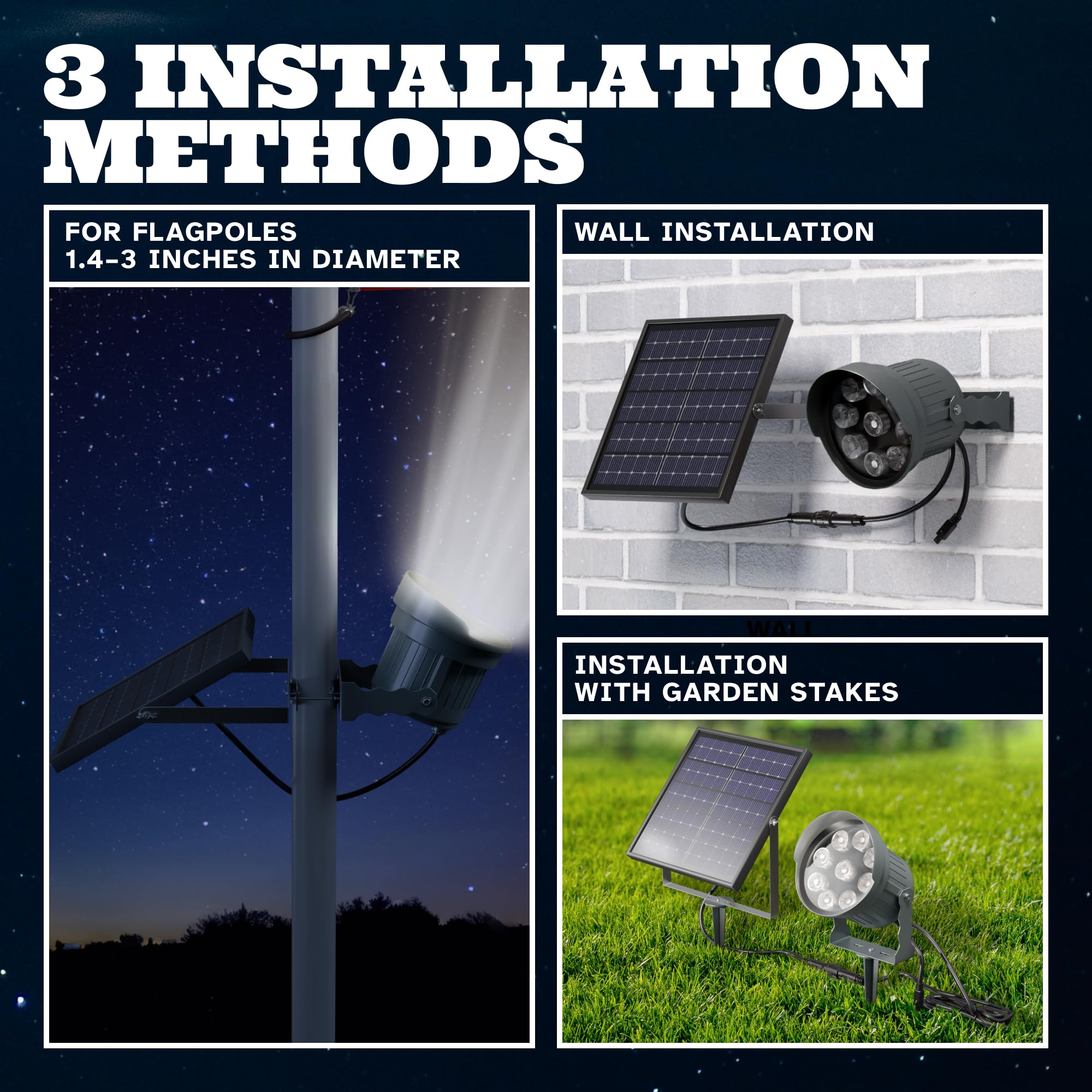 Deneve Solar Flagpole Light - IP65 Waterproof Solar Powered Flag Pole Light with Remote Control - Adjustable Brightness Dusk to Dawn - Perfect for Flag Pole, Garden, Patio, Yard & Outdoor Decor - Solar Spotlight for Flags, Landscaping & Nighttime Illumination