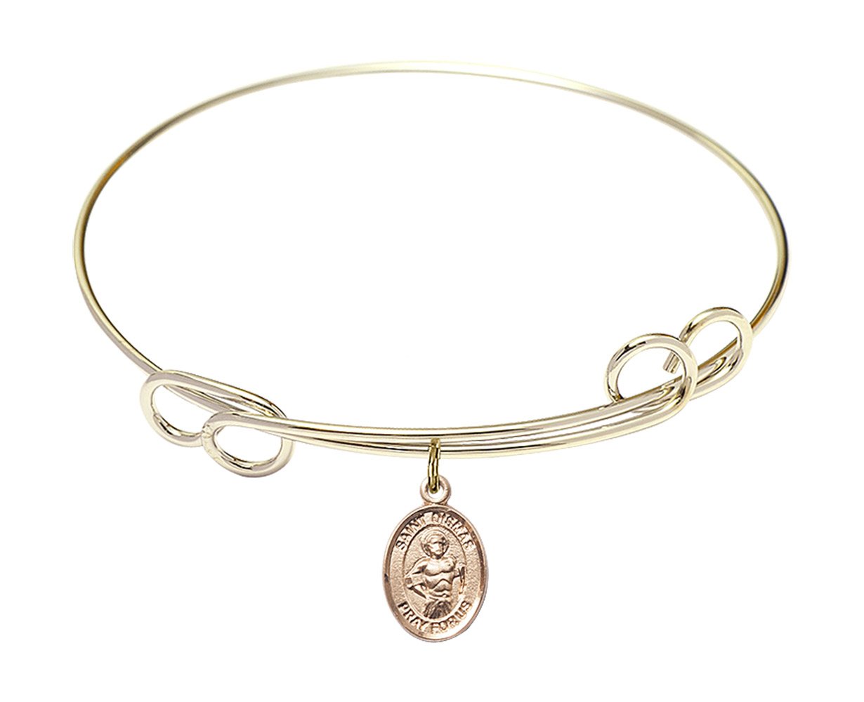 DiamondJewelryNY Double Loop Bangle Bracelet with St. Dismas Charm - Elegant Religious Jewelry for Women | Perfect for Church, Weddings & Everyday Wear