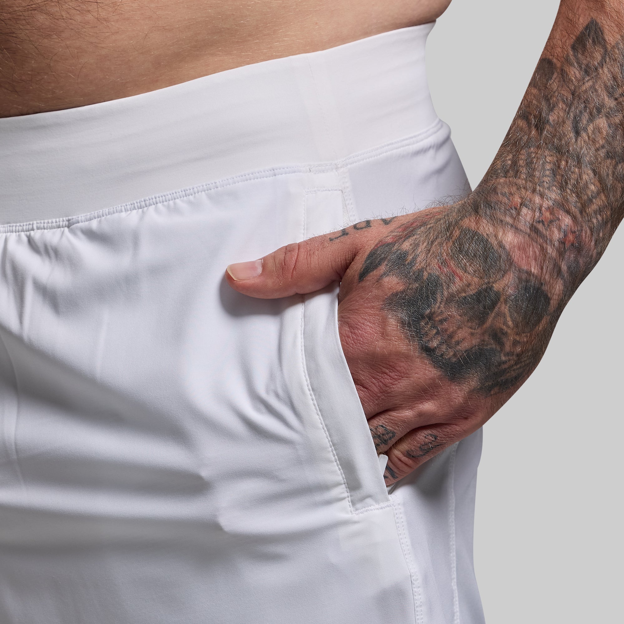 Versatile 7-Inch Compression Shorts for Men - Breathable & Moisture-Wicking Workout Shorts (White) - Perfect for Running, Gym & Outdoor Sports