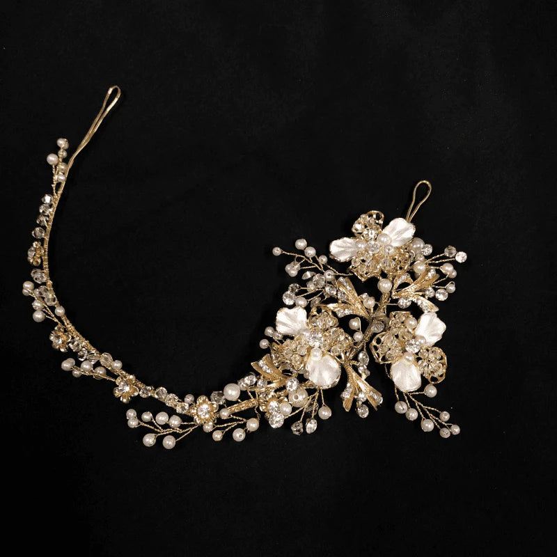 Gold Crystal Wedding Hair Vine 7706 - Elegant Bridal Hair Accessory for Weddings, Prom & Special Events - Perfect for Boho, Vintage & Romantic Hairstyles