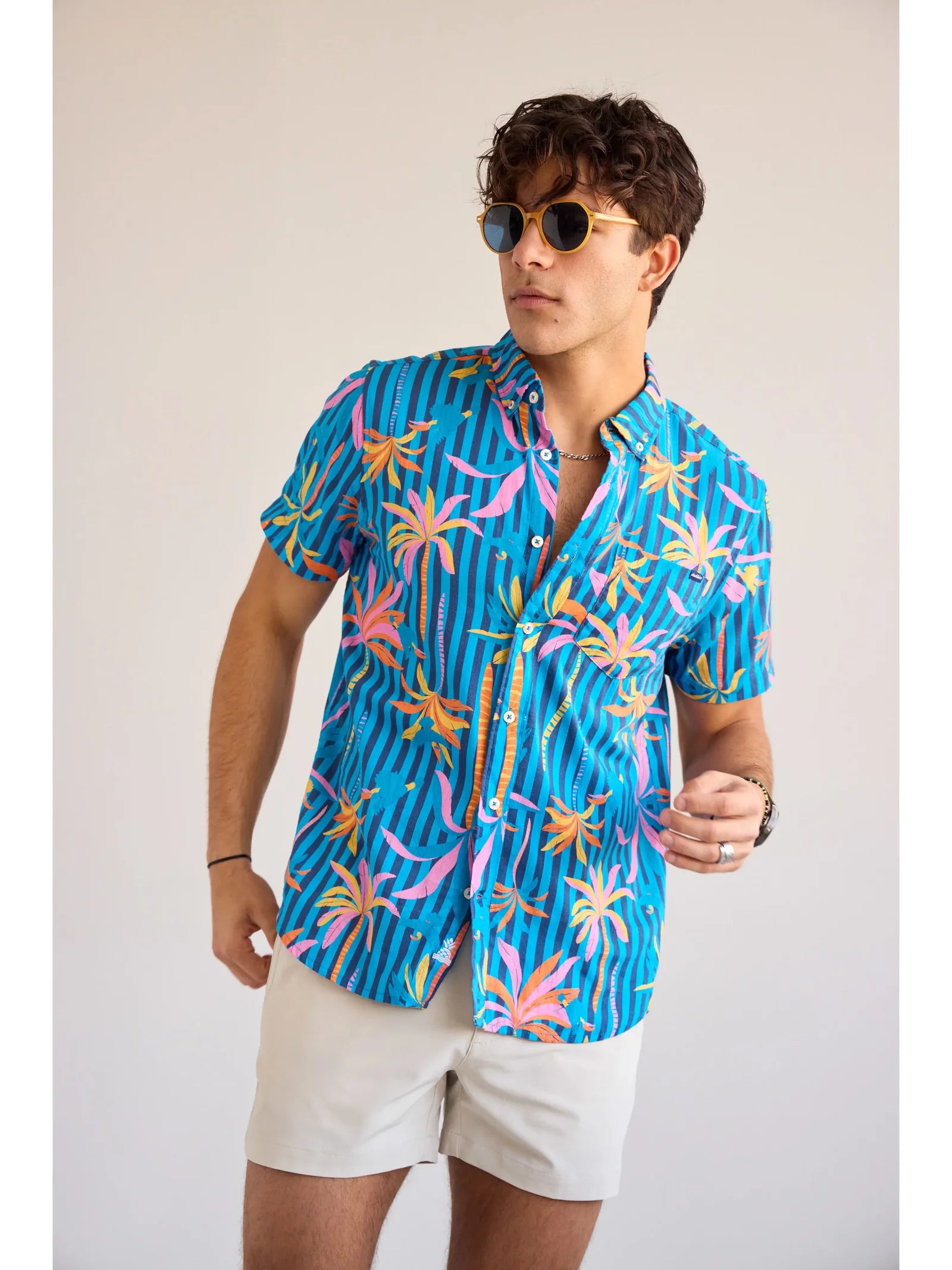 Chubbies The Wild Blue Short Sleeve Sport Shirt - Breathable Performance Polo for Men - Bright Blue Athletic Shirt for Golf, Tennis & Casual Wear