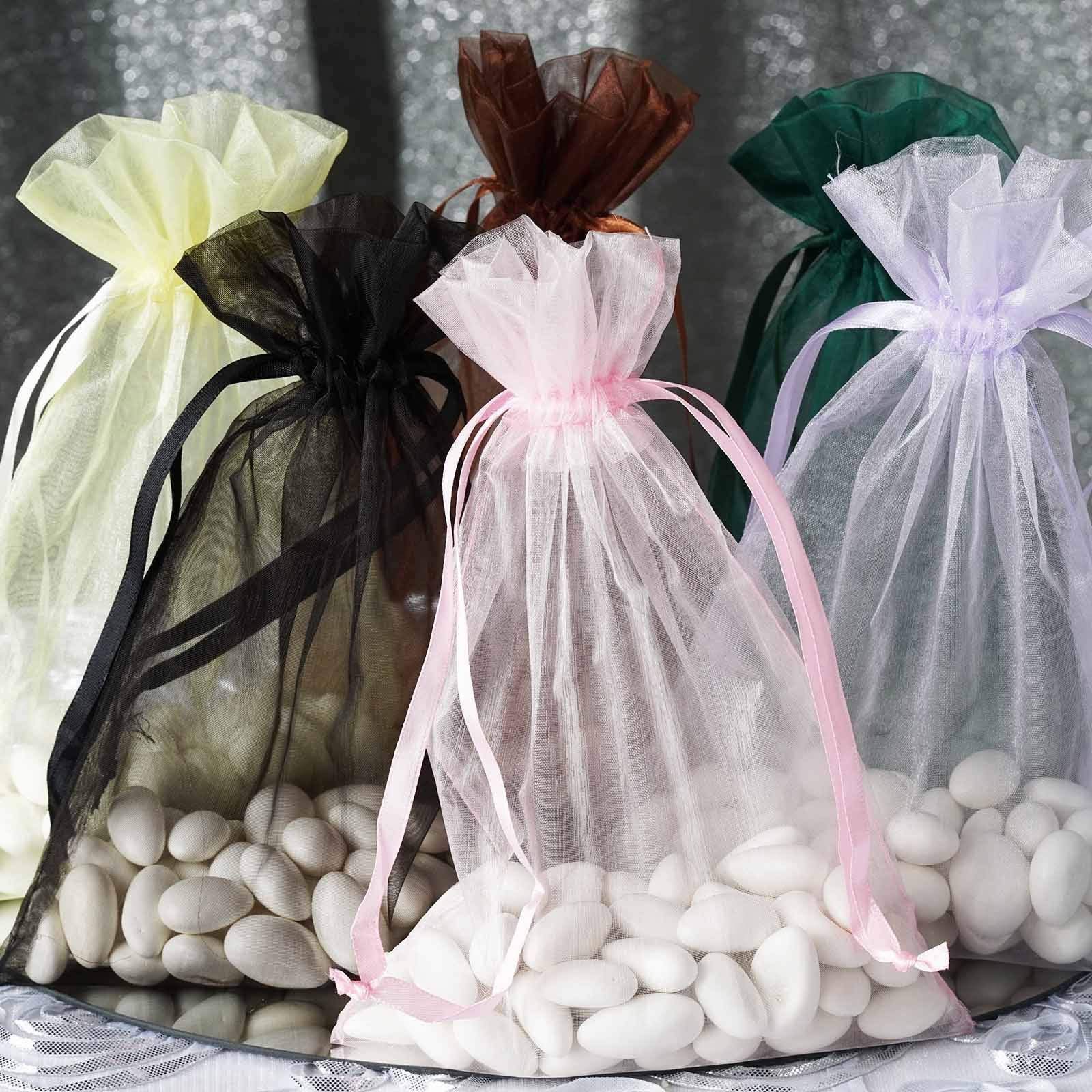 60 Pcs 6x9 Inch Chocolate Brown Organza Favor Bags - Elegant Wedding Party Favors, Jewelry Pouches, Candy Gift Bags for Bridal Showers, Baby Showers & Birthday Parties