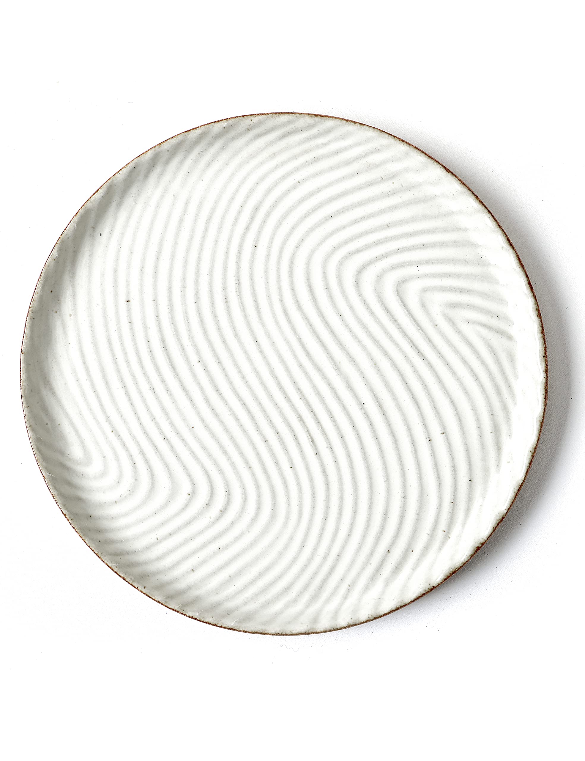 Elegant White Round Vanity Tray with Brown Trim - 8