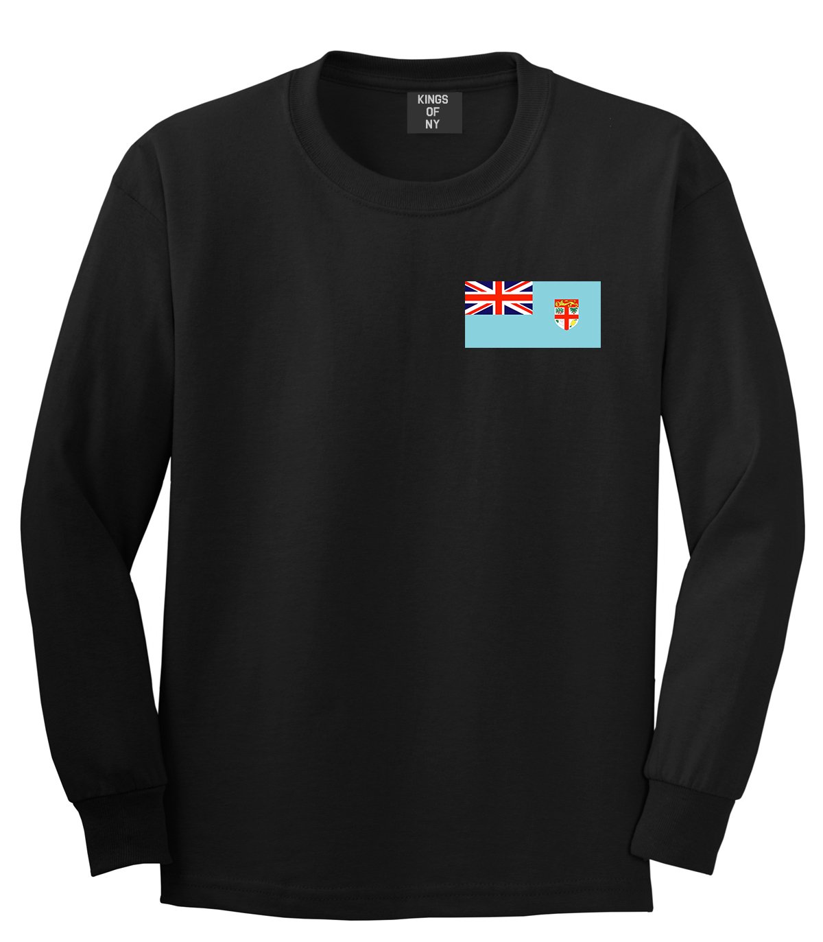 Fiji Flag Patriotic Long Sleeve T-Shirt for Men & Women - Comfortable Cotton Crewneck Tee for Travel, Sports, and National Pride