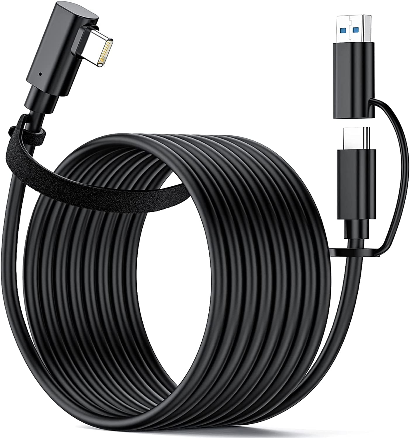 TechMatte 16FT USB-C to USB-C Cable (5M) - Fast 5Gbps Data Transfer for Oculus Quest 2/1, PC, MacBook, Samsung - Includes USB-C to USB-A Adapter - Perfect for VR Gaming, Charging & File Transfers