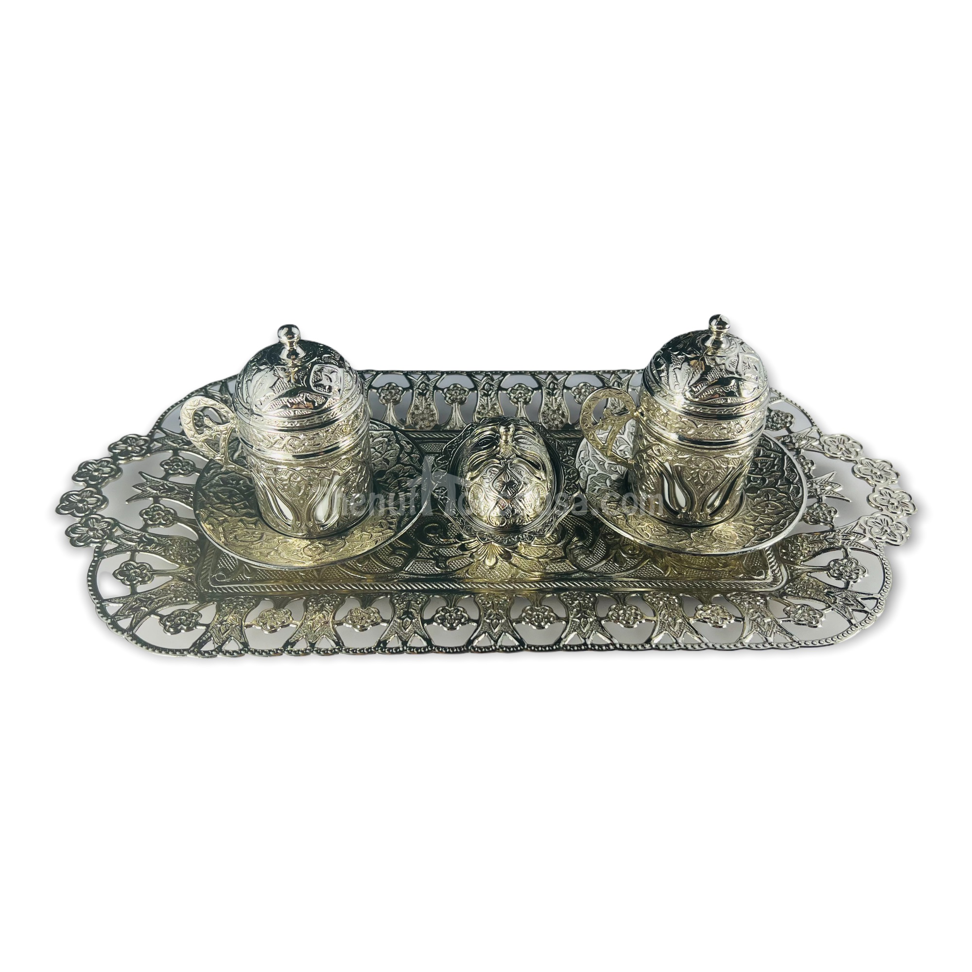 Premium Silver Turkish Coffee Set - 2-Piece Handcrafted Traditional Cezve & Cup - Authentic Middle Eastern Coffee Maker for Home & Gifts | Perfect for Turkish Coffee Ceremonies & Cultural Experiences