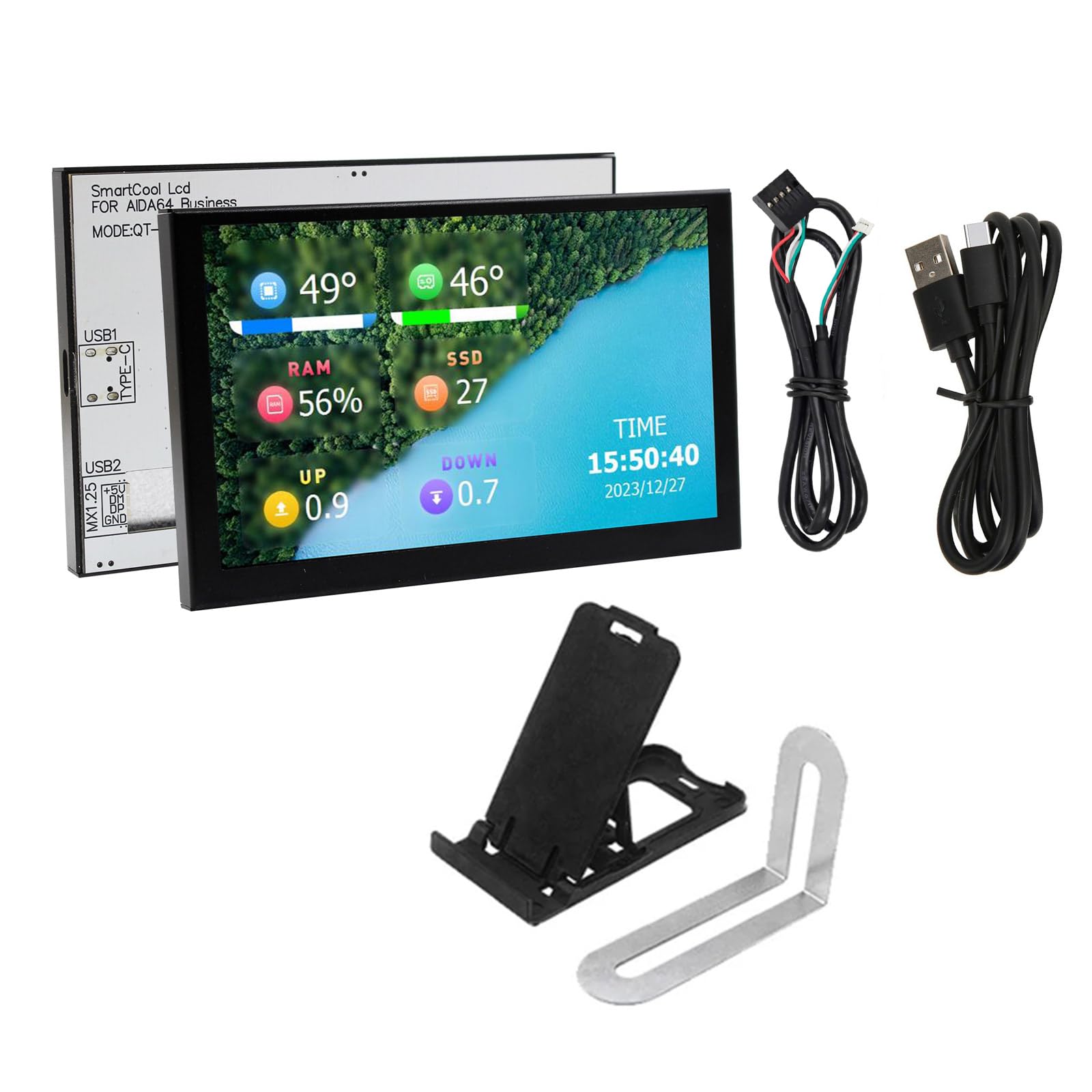 5inch Type C Small Secondary Screen for PC Case - Mini Display with Brightness Control | Perfect for Gaming, Coding & Multi-Tasking