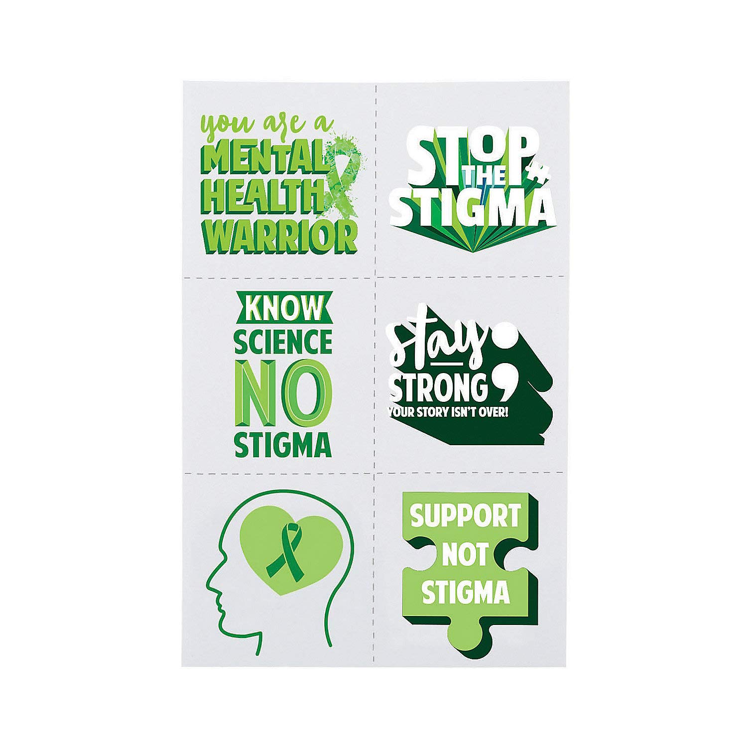 Mental Health Awareness Temporary Tattoos - 72 Pcs Motivational Stickers for Anxiety Relief & Self Care - Perfect for Therapy, Support Groups & Wellness Events
