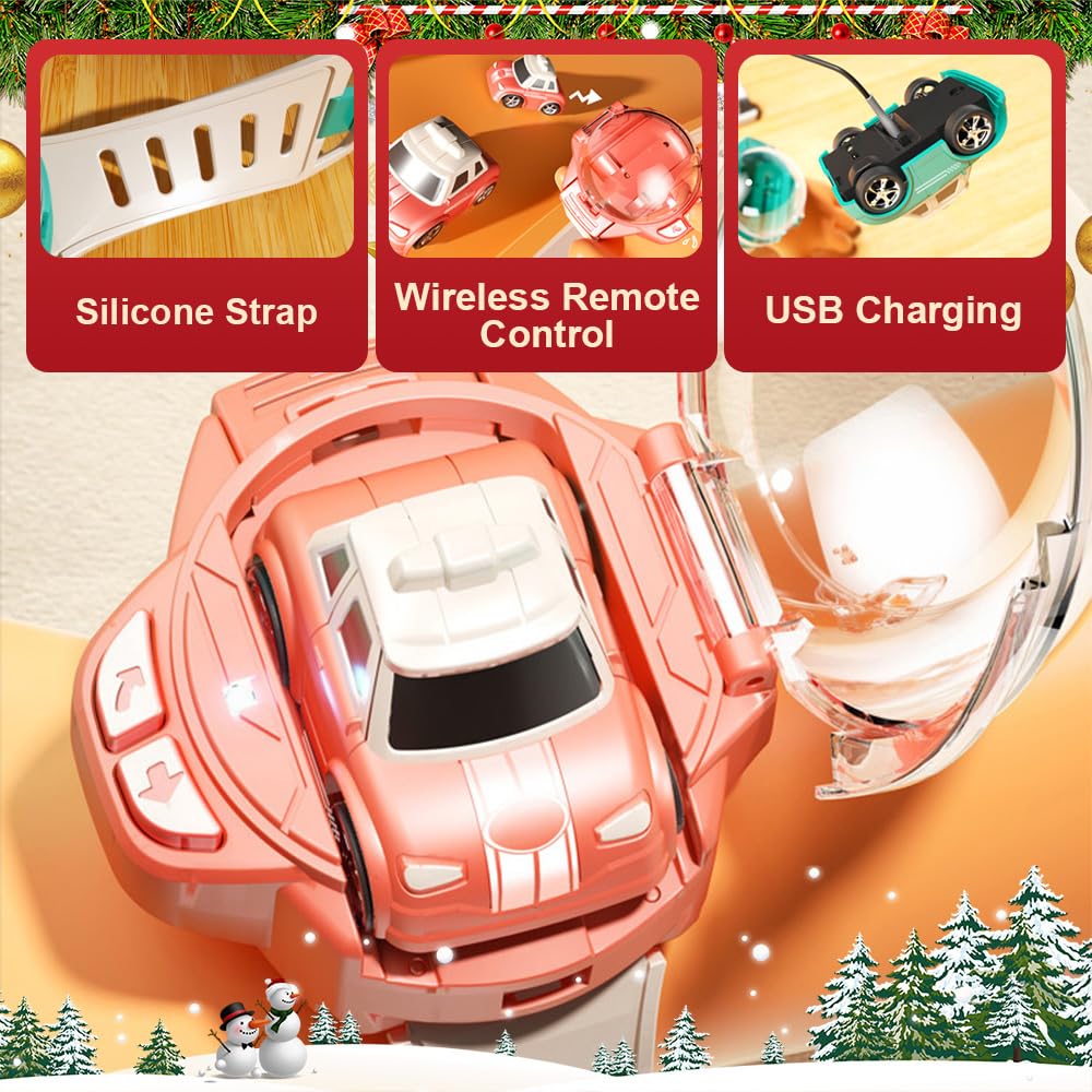 2025 New 2.4GHz Remote Control Car Watch Toy - Mini Racing Wrist RC Car for Kids & Adults | Christmas Birthday Gift (Pink) | Perfect for Indoor Play, Office Desk Fun & Surprise Gifts