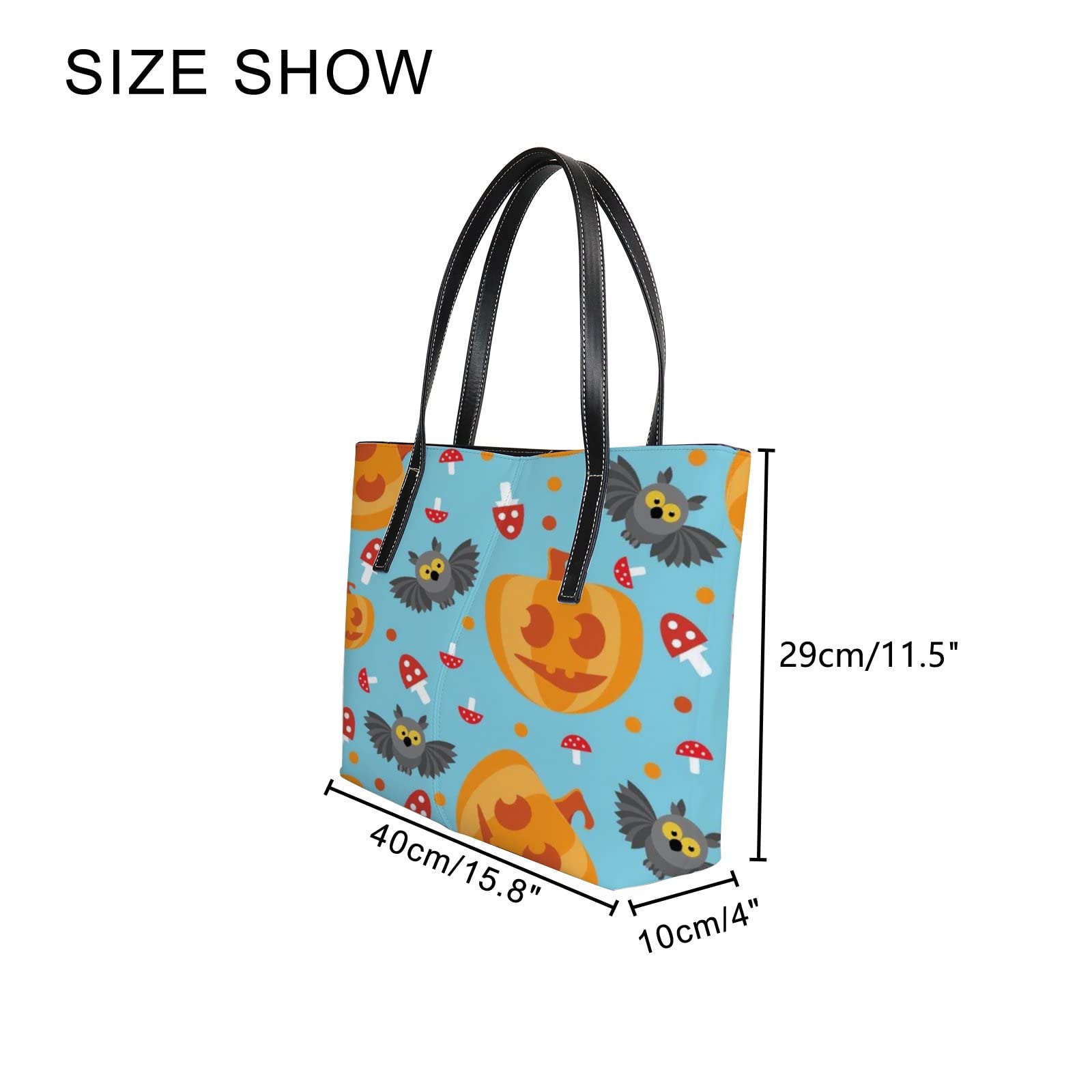 Stylish Yellow Halloween Owl Pumpkin Tote Bag for Women - Cute Kawaii Leather Crossbody Handbag with Zipper | Perfect for Work, Travel & Everyday Use