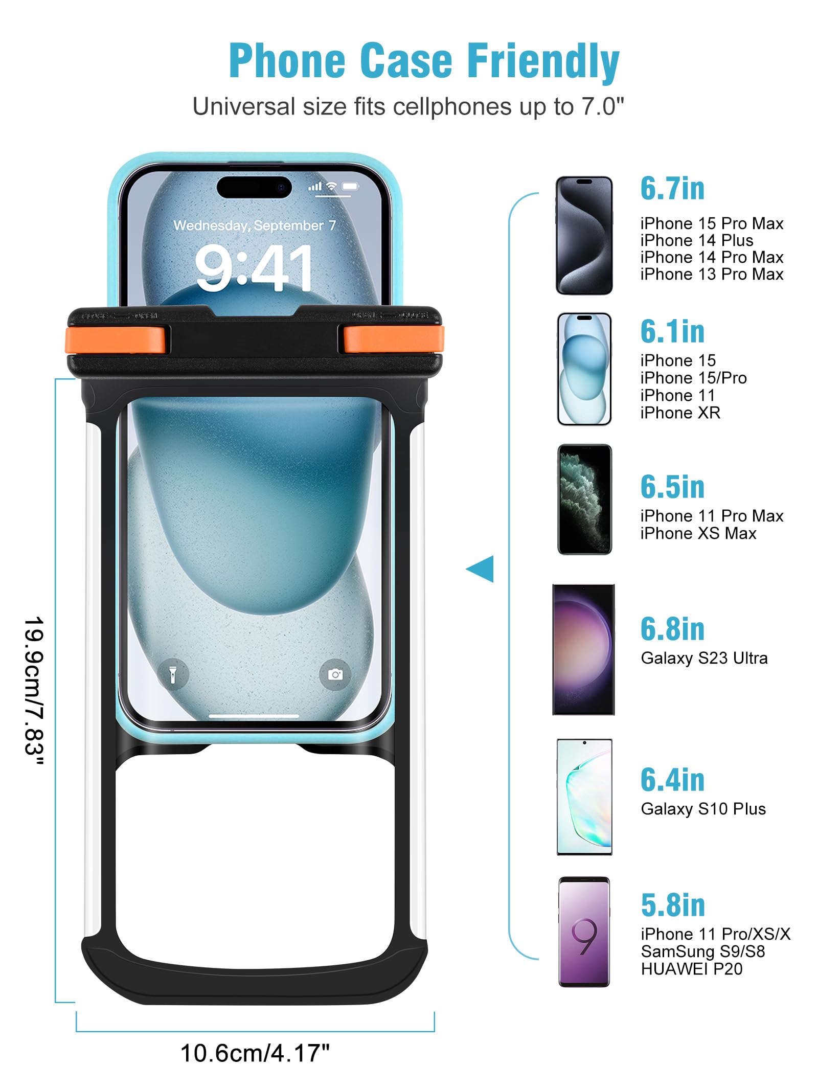 Waterproof Phone Pouch 2 Pack - IPX8 Underwater Dry Bag for iPhone 15 14 13 12 Pro Max XS & Samsung (Up to 7.0