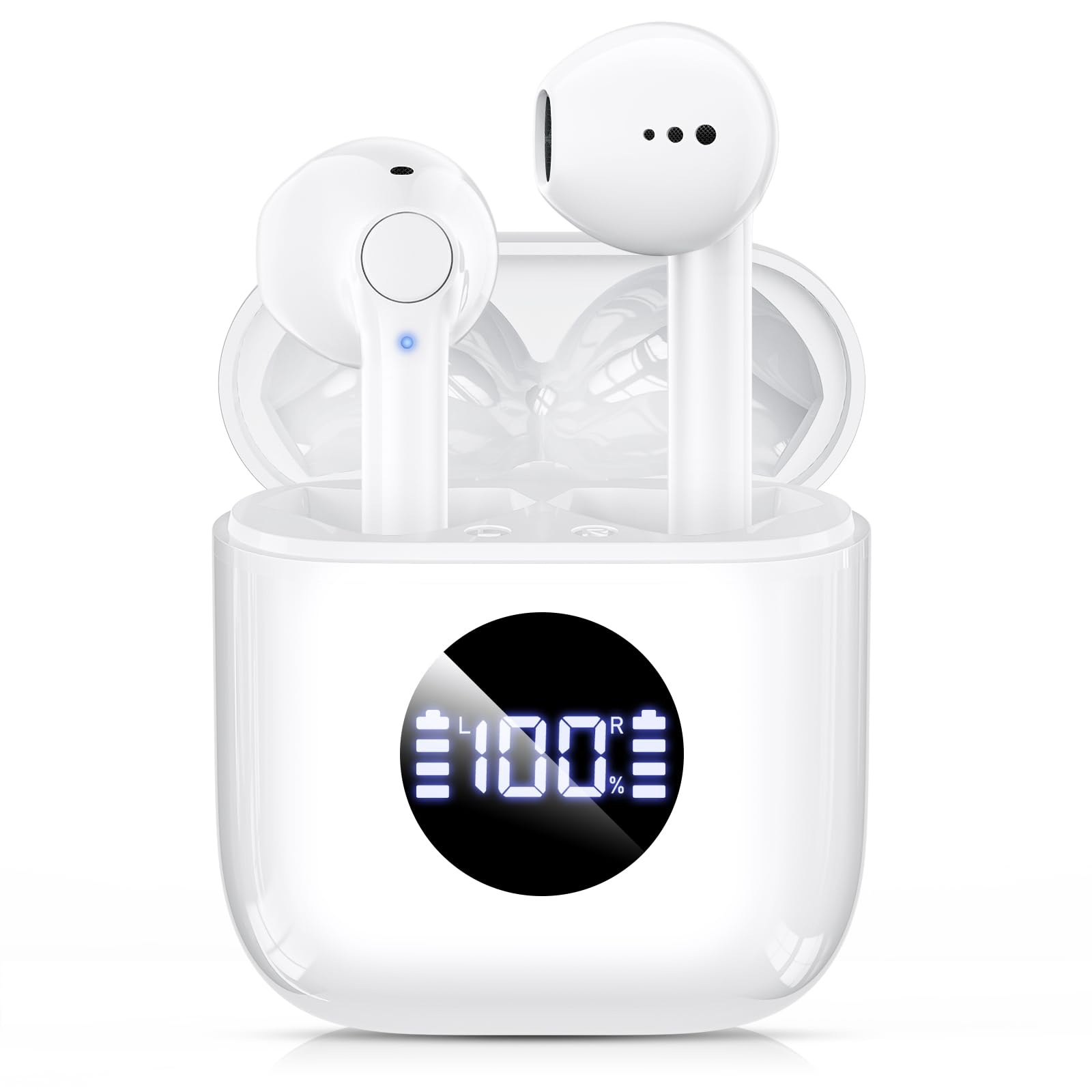 Wireless Earbuds Bluetooth 5.3 with Charging Case, Noise Cancelling in-Ear Headphones with Mic for iPhone & Android - IPX5 Waterproof Stereo Earphones for Running, Workout, Gym & Travel