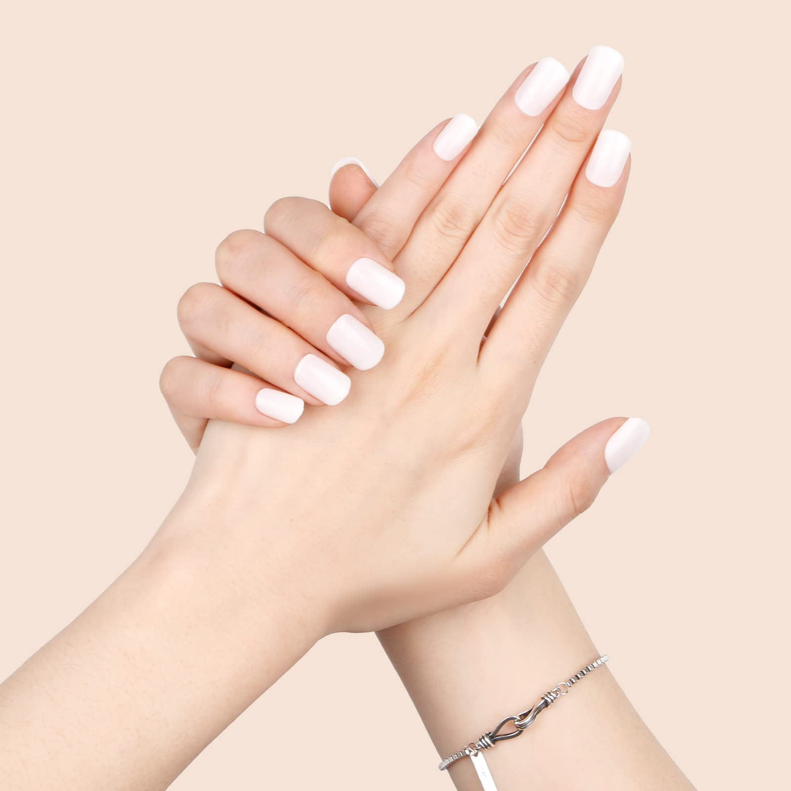 E&A 2 Packs Short Square Press On Nails - 24Pcs Black & 24Pcs White Gel False Nails Kit with Glue - Easy Stick On Manicure Nail Art Tips for Women & Girls - Perfect for Parties, Weddings, and Daily Wear