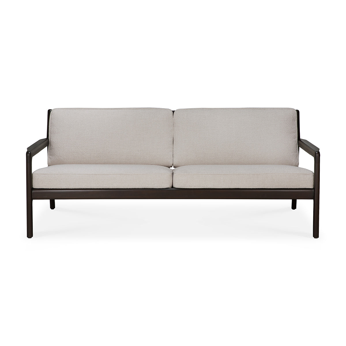 Jack Fabric 3-Seater Sofa - Dark Brown Mahogany & Ivory Upholstery | Modern Living Room Furniture for Home, Office & Lounge Comfort