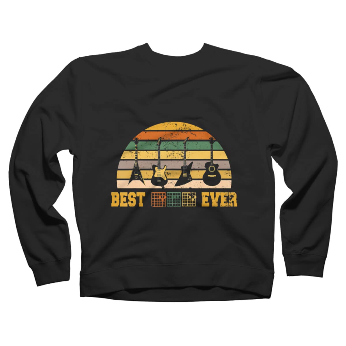 Best Guitar Dad Ever Unisex Sweatshirt - Music Guitar Chord Design by Baominh - Perfect for Music Lovers, Father's Day Gifts & Casual Wear