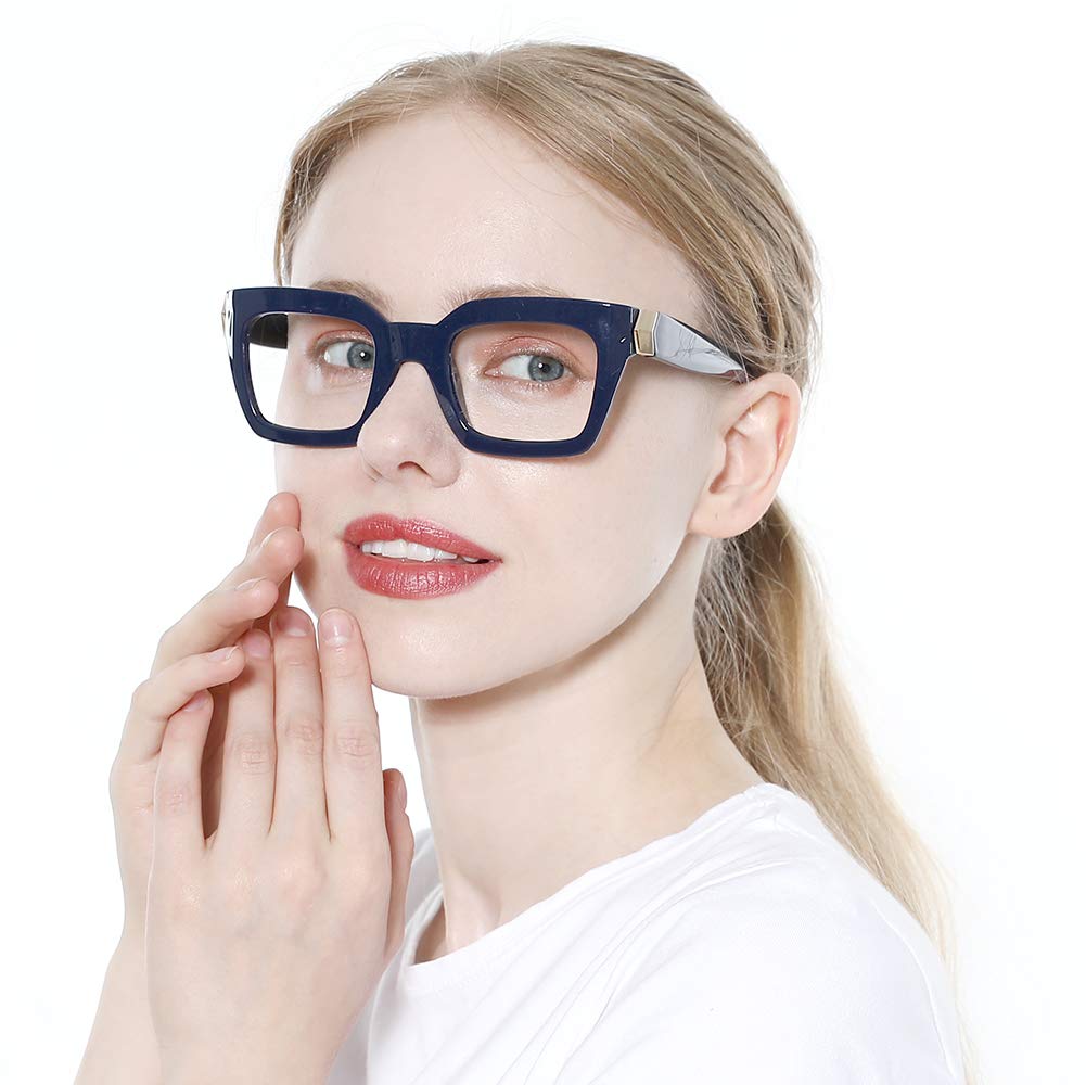 SOOLALA Unisex Blue Light Blocking Glasses - Square Computer & Reading Glasses for Men & Women - Reduce Eye Strain for Work, Gaming & Screen Time