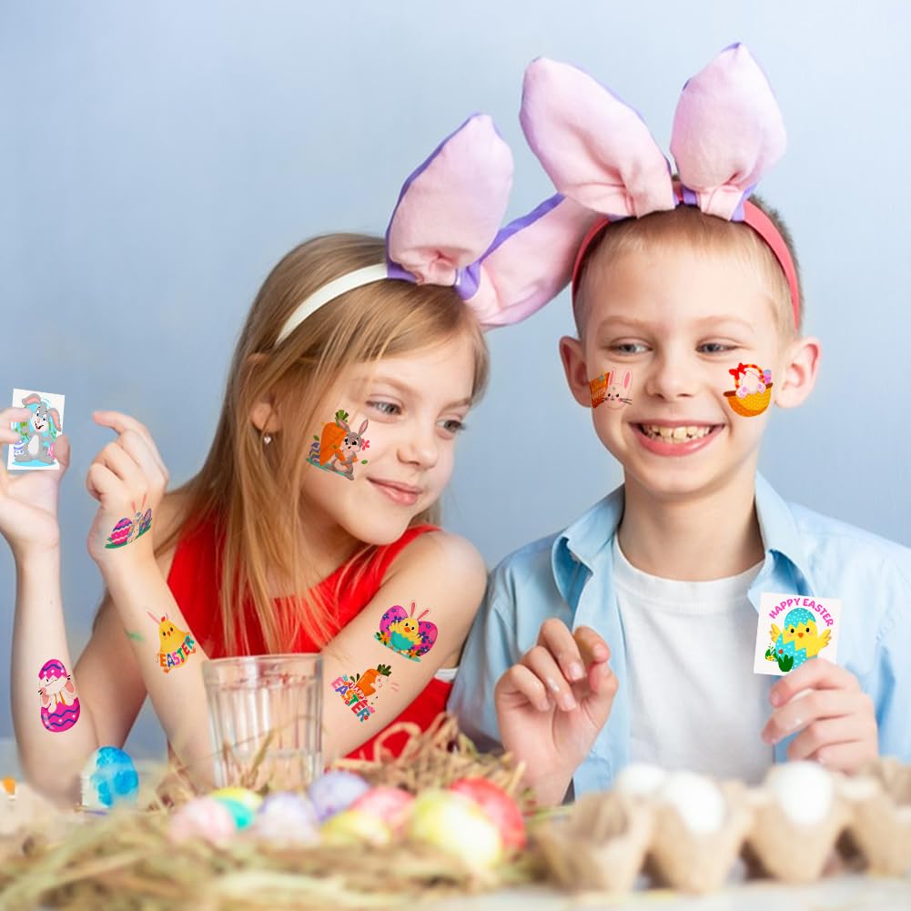 160PCS Easter Temporary Tattoos for Kids - 2 Inch Fake Tattoo Stickers with Easter Eggs, Bunnies & Chicks - Easter Basket Stuffers, Party Favors, Goodie Bag Fillers - Perfect for Easter Celebrations, Egg Hunts & Spring Parties