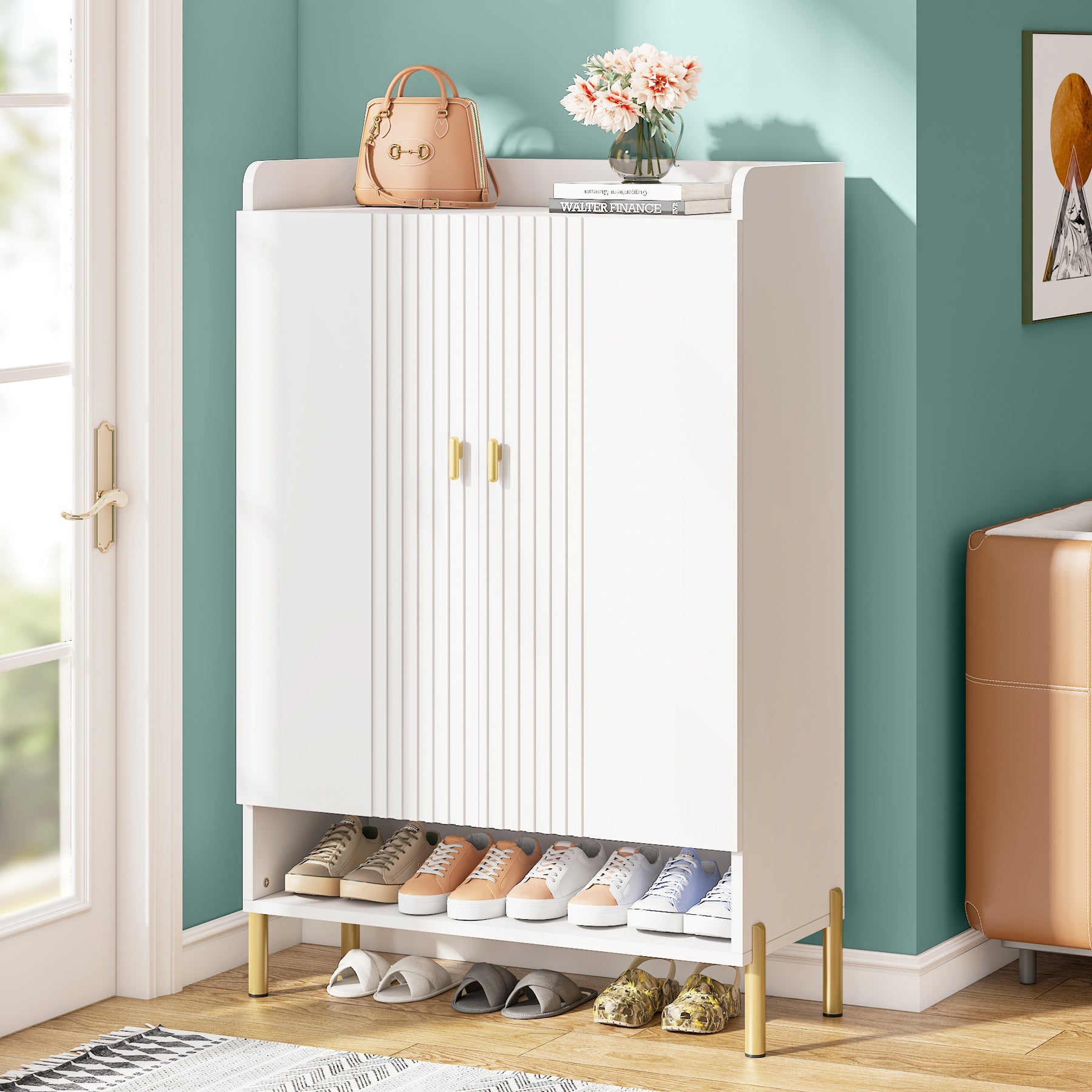 6-Tier Wooden Shoe Cabinet with Adjustable Shelves - Entryway Shoe Organizer for Closet, Hallway & Mudroom Storage - Space Saving Shoe Rack for Home Organization