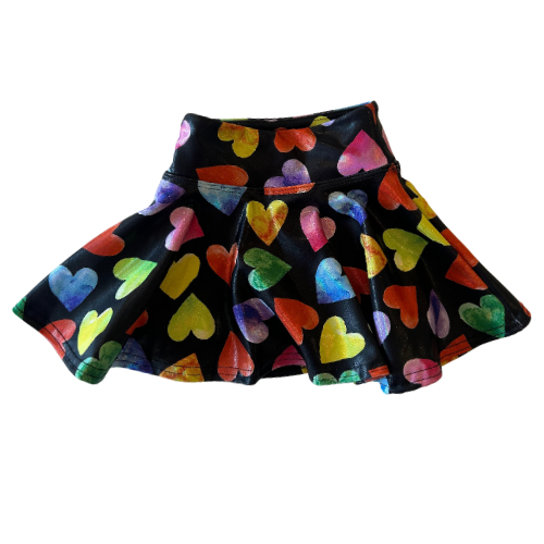 Dori Creations Multi-Layer Heart Print Skirt - Women's Flowy A-Line Skirt for Casual Wear, Date Night & Special Occasions