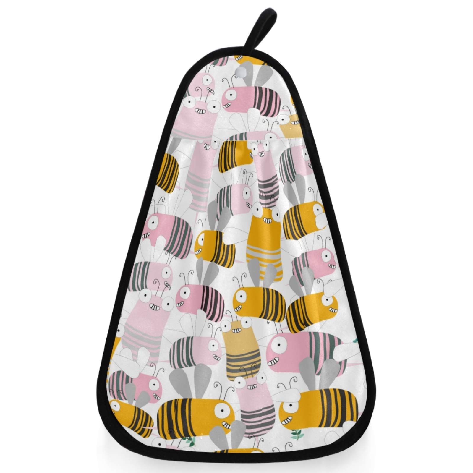 Visesunny Cute Bee Cartoon Kitchen Dish Towel - Super Absorbent Hand Towel with Hanging Loop for Bathroom, Kitchen Cleaning & Drying - Perfect Washcloth for Dishes, Hands, and Countertops