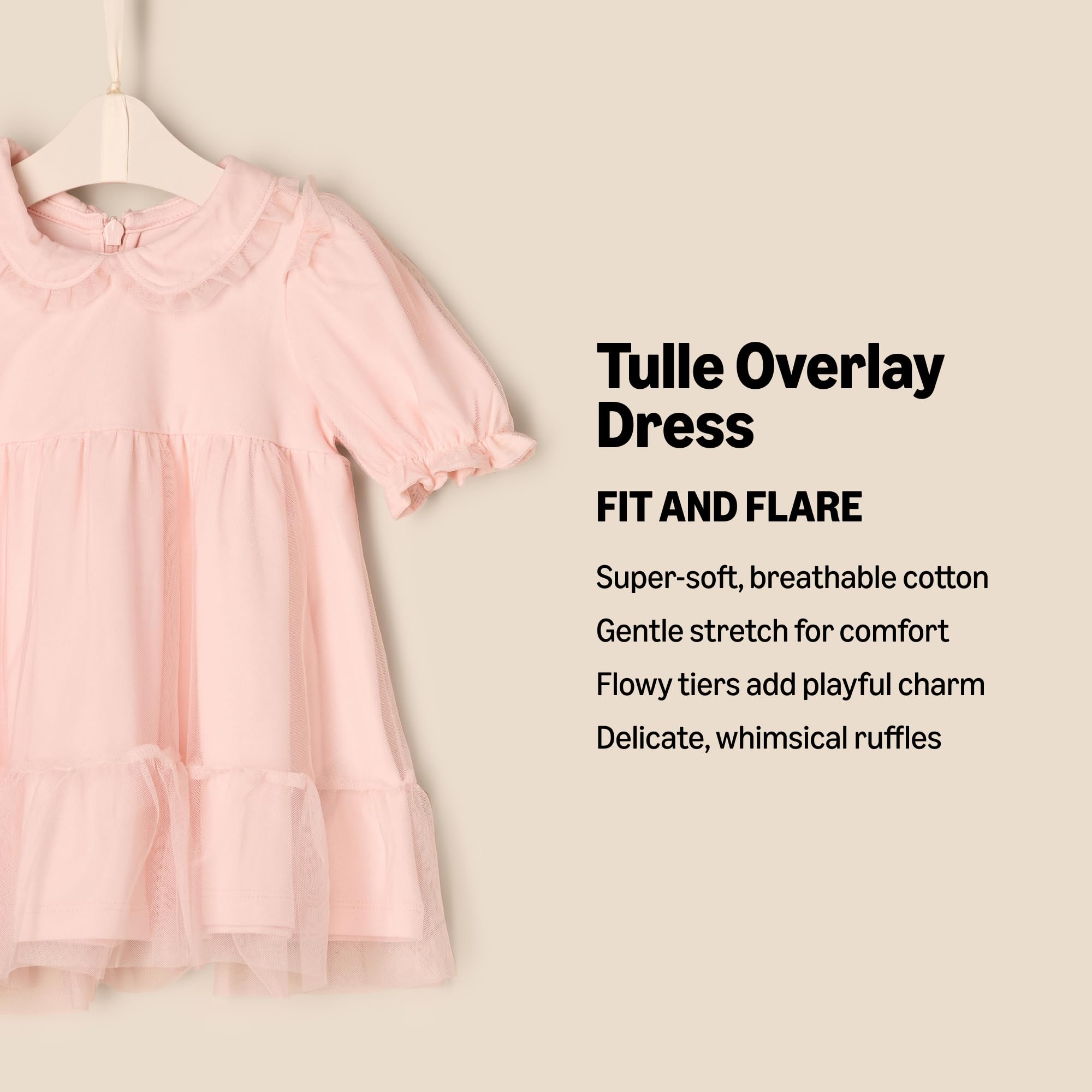 Amazon Essentials x Sofia Grainge Baby Girls' Tulle Dress - Elegant Party Dress for Infants, Toddlers & Newborns - Perfect for Birthday Parties, Christenings & Special Occasions