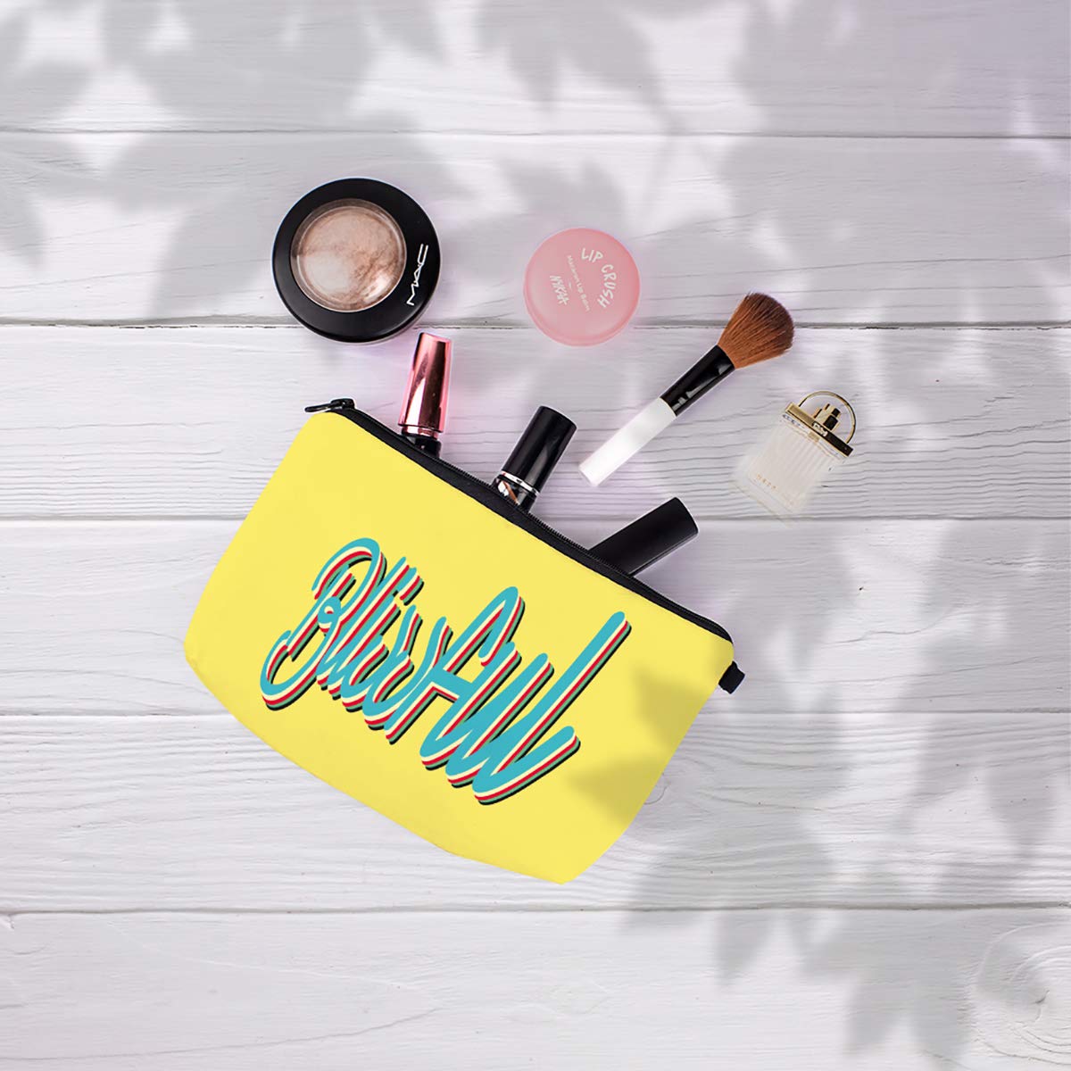 Crazyify The Blissful Designer Cosmetic Bag for Women - Premium Canvas Makeup Pouch with Zipper, Travel Toiletry Organizer & Storage Case | Perfect for Travel, Gym, Daily Use & Gift Giving