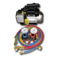 FJCKIT6 Professional HVAC Vacuum Pump and Manifold Gauge Set - Complete AC Refrigerant Recovery Kit for Auto & Home Air Conditioning Repair, Maintenance, and Recharging (Use for Car AC Service, Home HVAC Systems, and Refrigerant Handling)