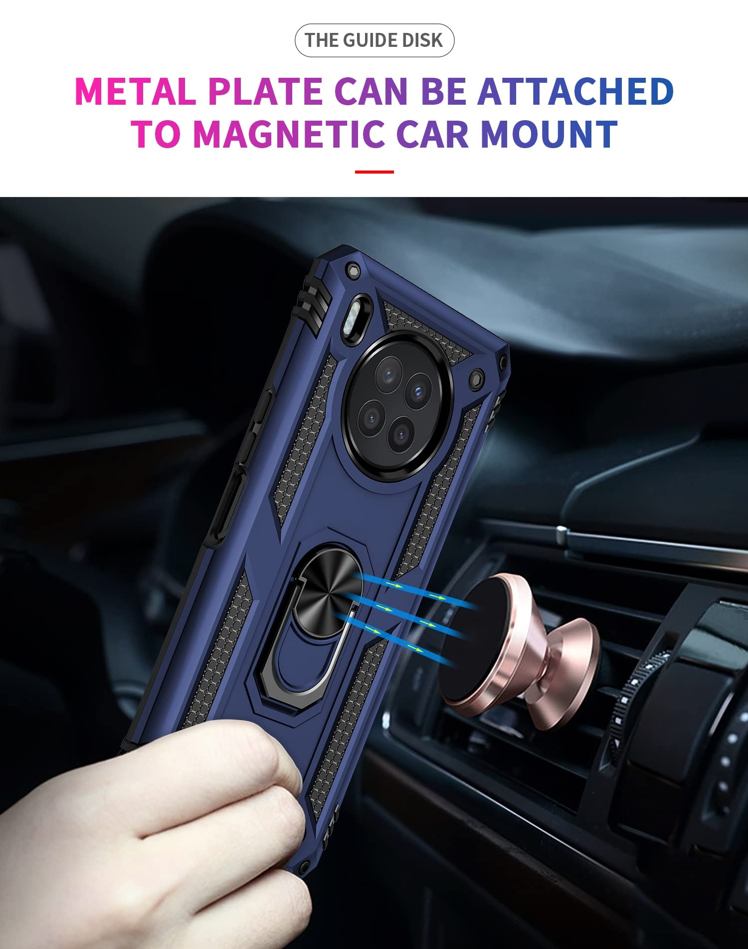 Premium Magnetic Ring Holder Shockproof Phone Case for Huawei Nova 8i - Heavy Duty Protection, Anti-Scratch & Anti-Fingerprint (Blue) - Perfect for Work, Travel & Outdoor Activities