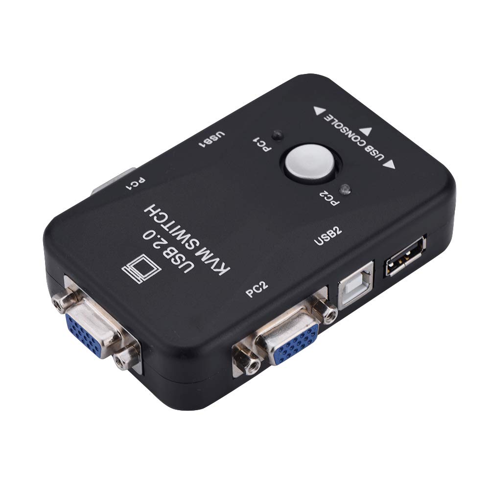 Agatige 2 Port USB VGA KVM Switch Box with Cables - Share Monitor, Keyboard & Mouse Between 2 Computers - Ideal for Home Office, Gaming & IT Workstations