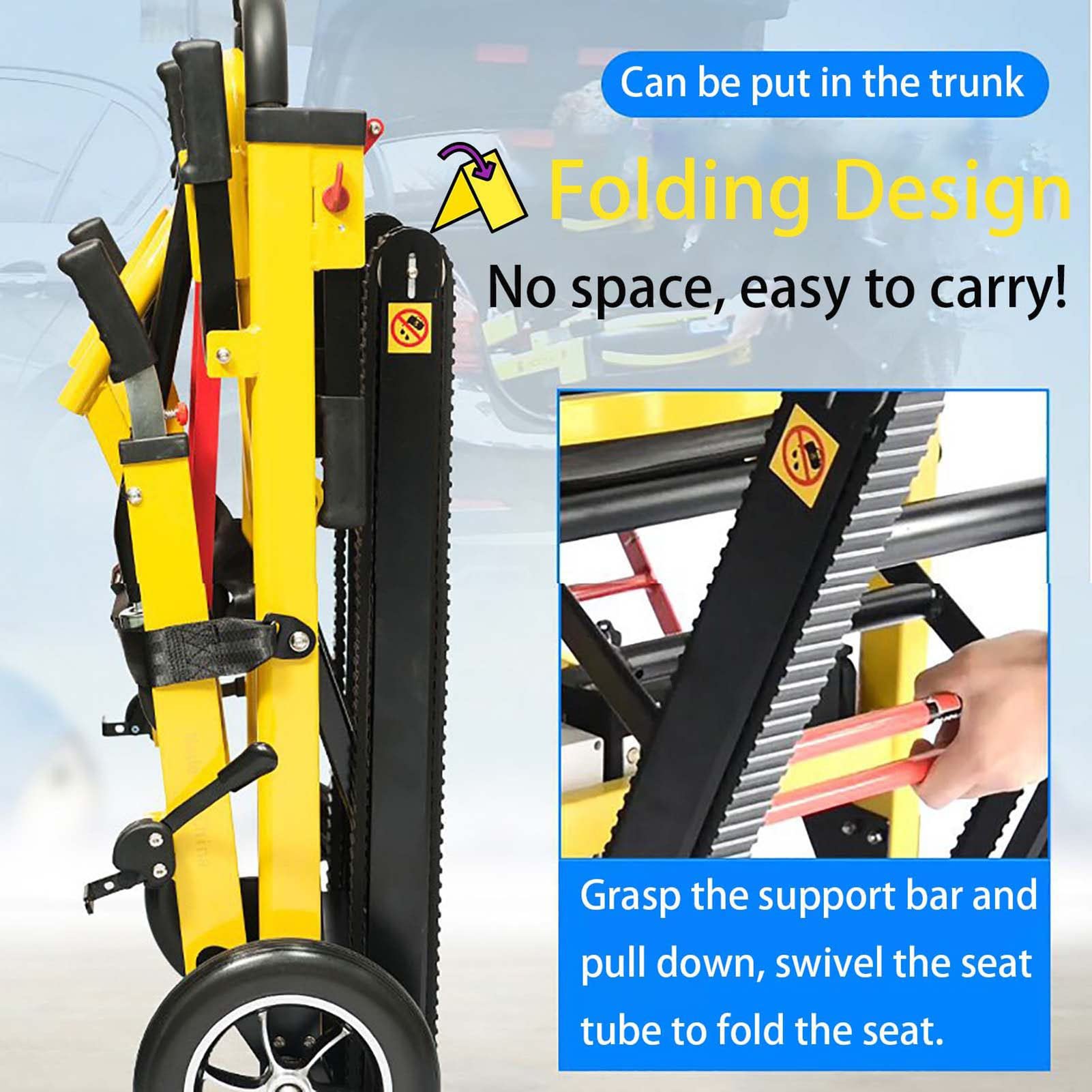 Electric Stair Climbing Wheelchair - Portable Folding Mobility Aid with 380Lb Weight Capacity | Medical Stair Lift Assist for Seniors & Disabled | Perfect for Home, Hospital & Outdoor Use