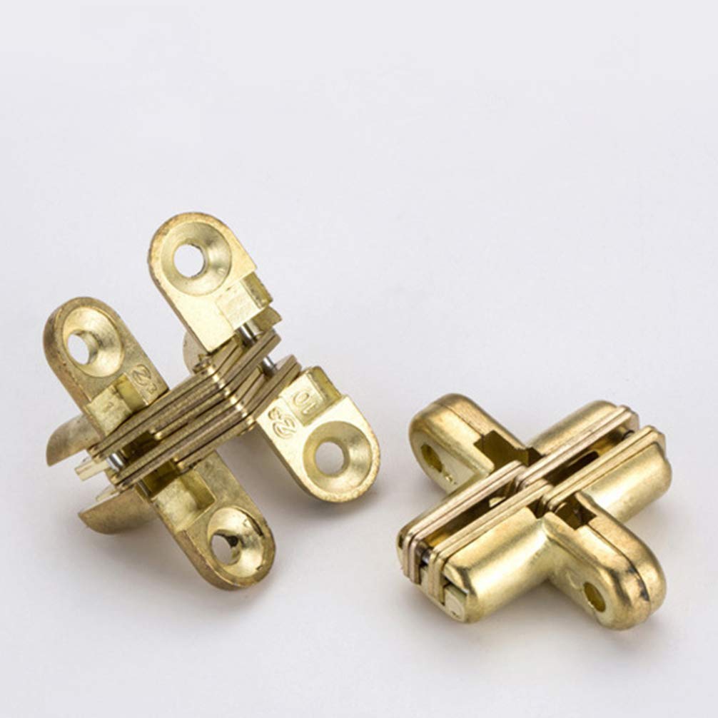 2PCS Invisible Cabinet Hinges - Concealed Cross Hinges with 8 Screws for Kitchen Cabinets, Furniture & Jewelry Boxes | Durable Hidden Hinge for Smooth Door Operation (Perfect for Home Renovation & DIY Projects)