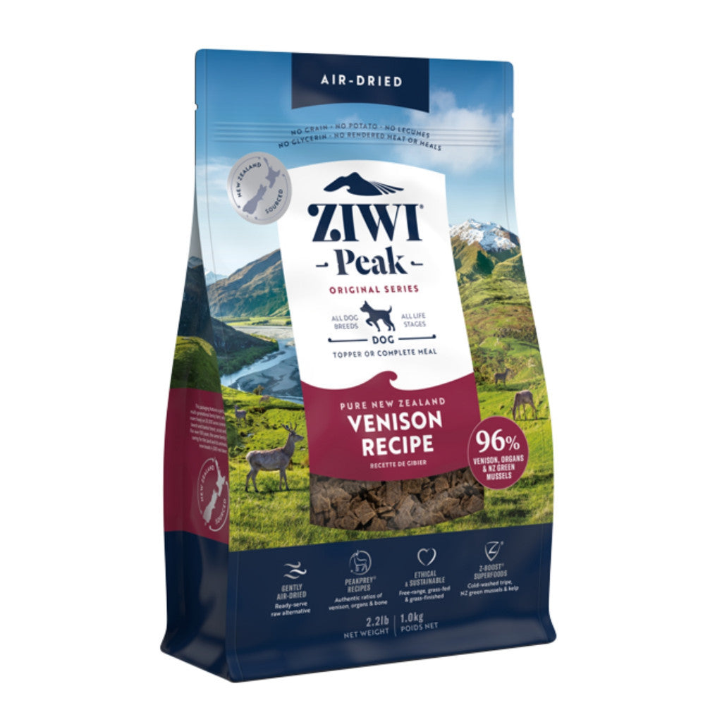 ZIWI Peak Air-Dried Dog Food - 1kg Grain-Free Protein Topper or Complete Meal - Venison, Lamb, Beef, Mackerel & Chicken Flavors - High Protein for Active Dogs - Perfect for Training, Travel & Outdoor Adventures