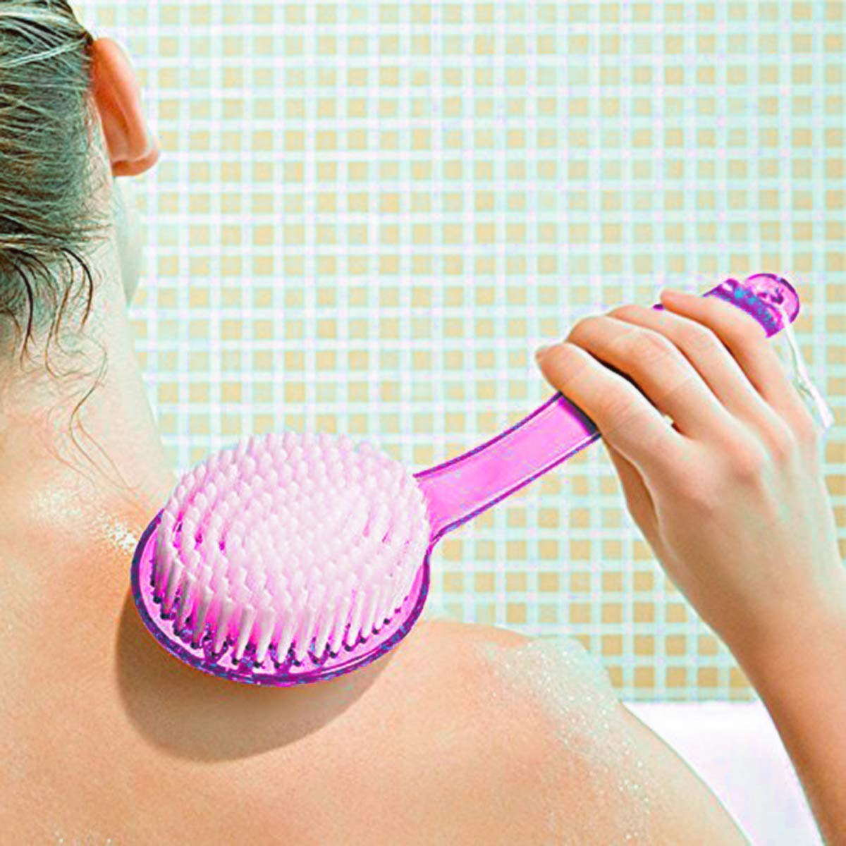 APOEM Long Handle Bath Brush for Women - Exfoliating Back Scrubber with Massage Bristles, Pack of 1 - Perfect for Shower, Spa & Hard-to-Reach Areas