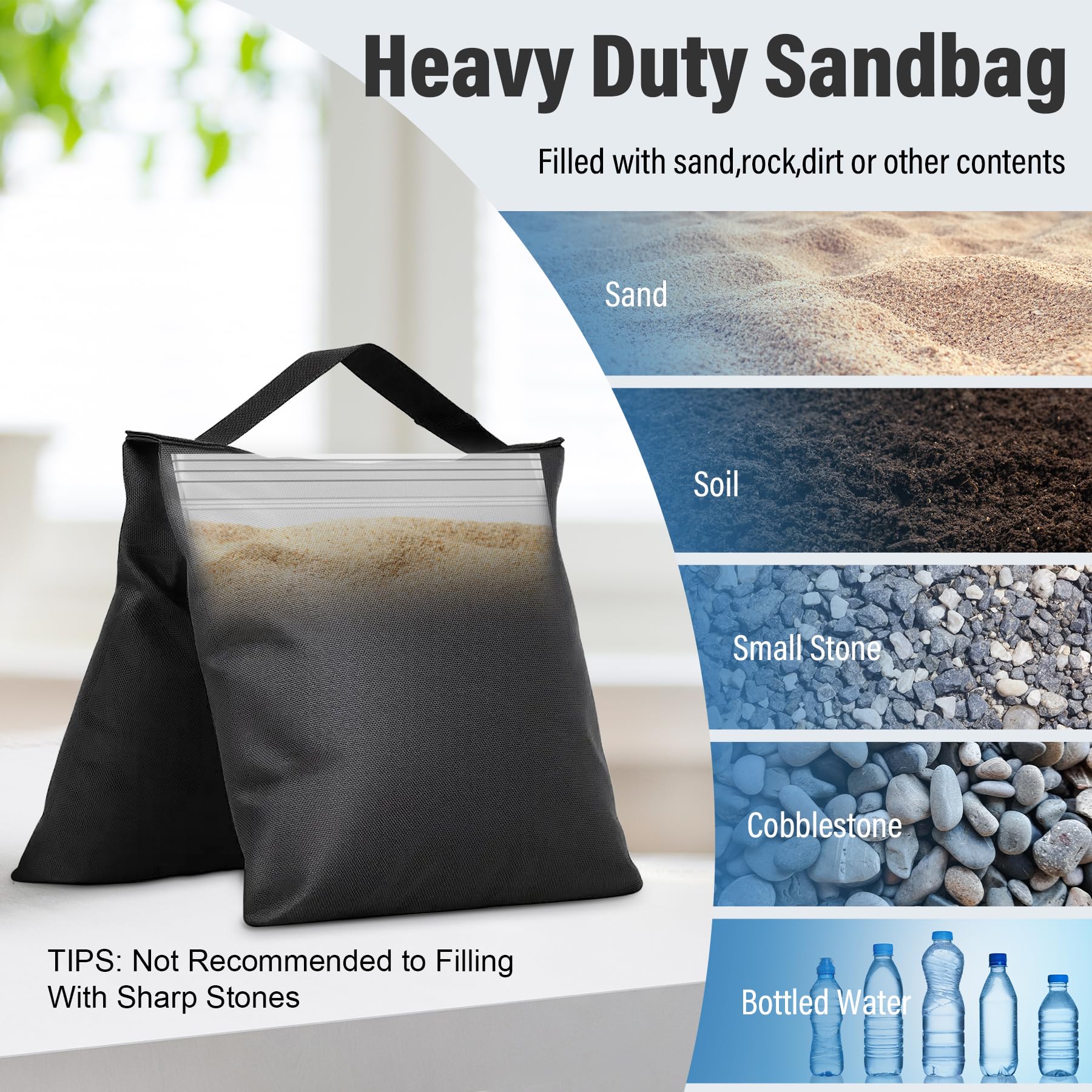 8 Pack Heavy Duty Sandbags for Photo Studio, Canopy, Umbrella Base - Weight Bags for Backdrop Stand, Tripod, Picnic Table & Fishing Chair - Perfect for Outdoor Events, Photography & Camping