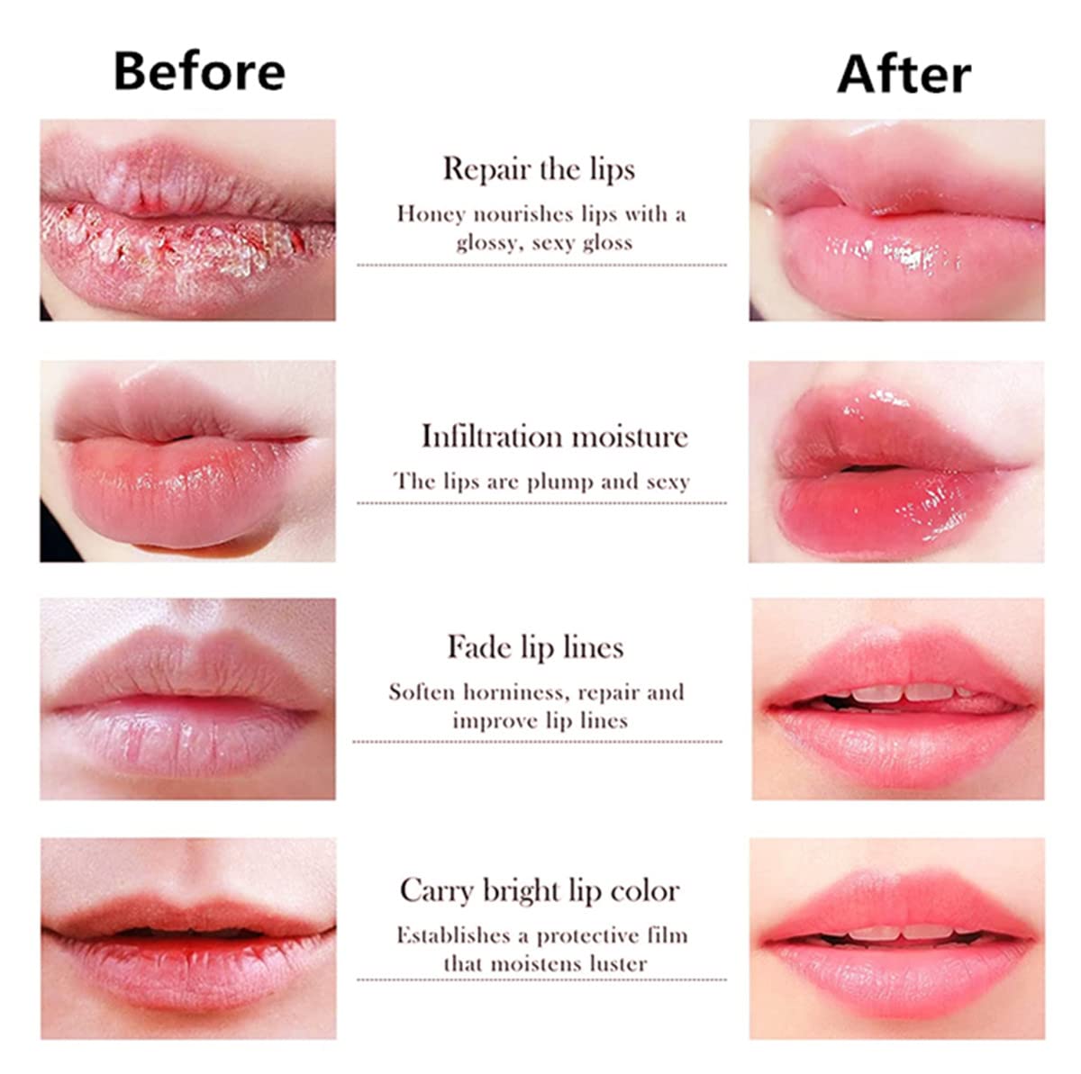 Honey Lip Mask for Dry Lips - Propolis Moisturizing Lip Balm for Night Care & Hydration