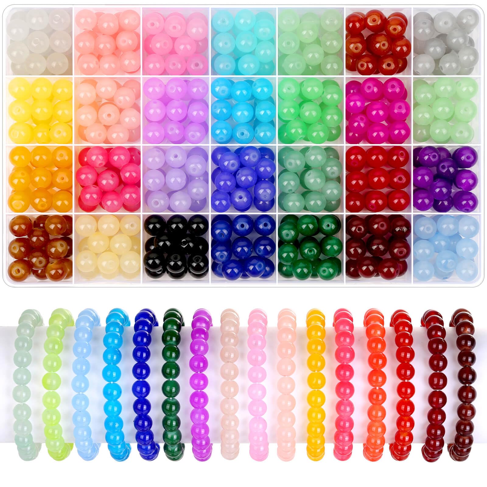 Shynek 476-Piece 10mm Round Glass Beads Kit - 28 Vibrant Colors for Jewelry Making, DIY Bracelets, Necklaces & Craft Projects - Perfect for Gifts, Party Favors & Creative Decorations