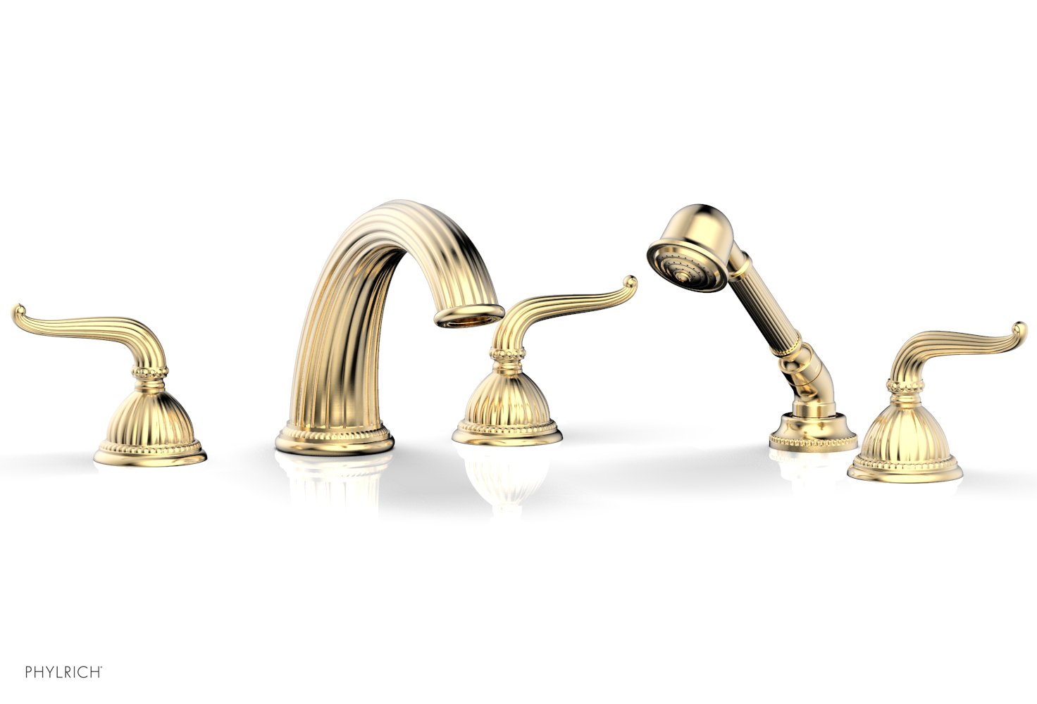 GEORGIAN & BARCELONA Deck Mounted Bathtub Faucet Set with Hand Shower and Lever Handles K2141P1 - Perfect for Modern Bathroom Renovations and Spa-Like Shower Experiences