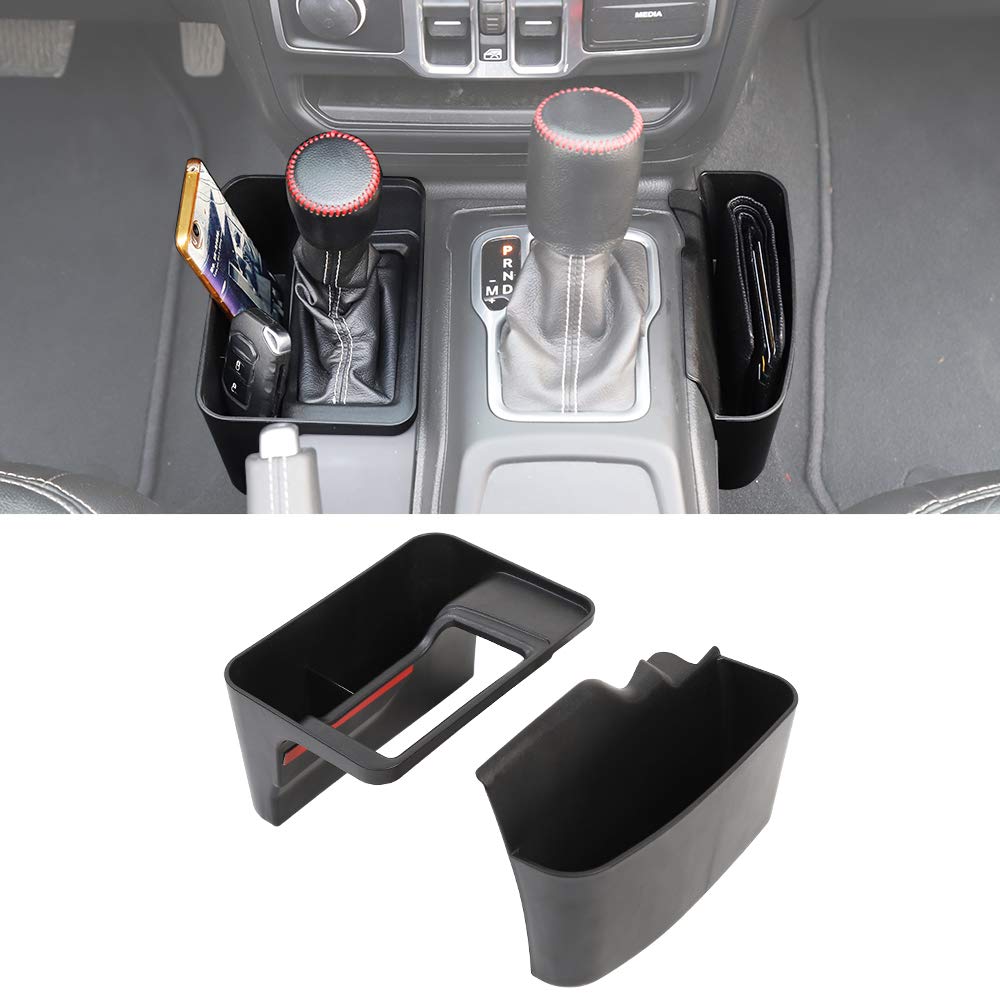 Savadicar JL GearTray - Auto Transmission Shifter Side Organizer Storage Box for 2018-2022 Jeep Wrangler JL JLU & Gladiator JT | Interior Accessories | Black | Perfect for Off-Roading & Daily Commute Organization