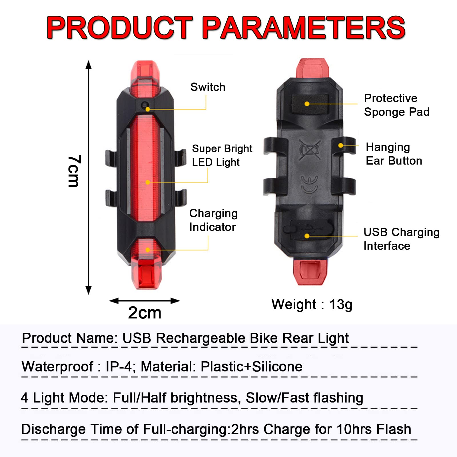 2 Pack USB Rechargeable LED Bike Tail Lights - Waterproof Bicycle Rear Safety Light with 4 Bright Modes for Night Cycling | Perfect for Men, Women & Kids on Road, MTB, Commuting and Outdoor Adventures