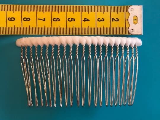 22 Teeth Extra Long Metal Comb with Tulle Wrap - 8.5cm x 4.8cm White Bridal Hair Accessory for Securing Wedding Veils, Updos & Formal Hairstyles - Perfect for Brides, Prom & Special Occasions