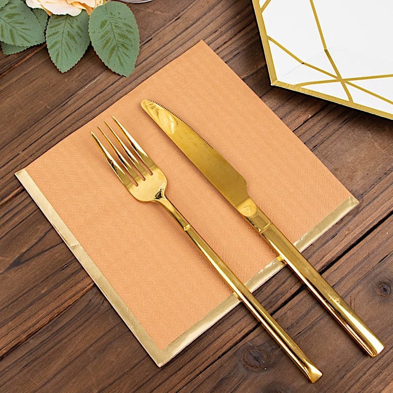 50 Pcs 2-Ply Premium Cocktail Napkins with Elegant Gold Rim - Perfect for Dinner Parties, Weddings & Special Events
