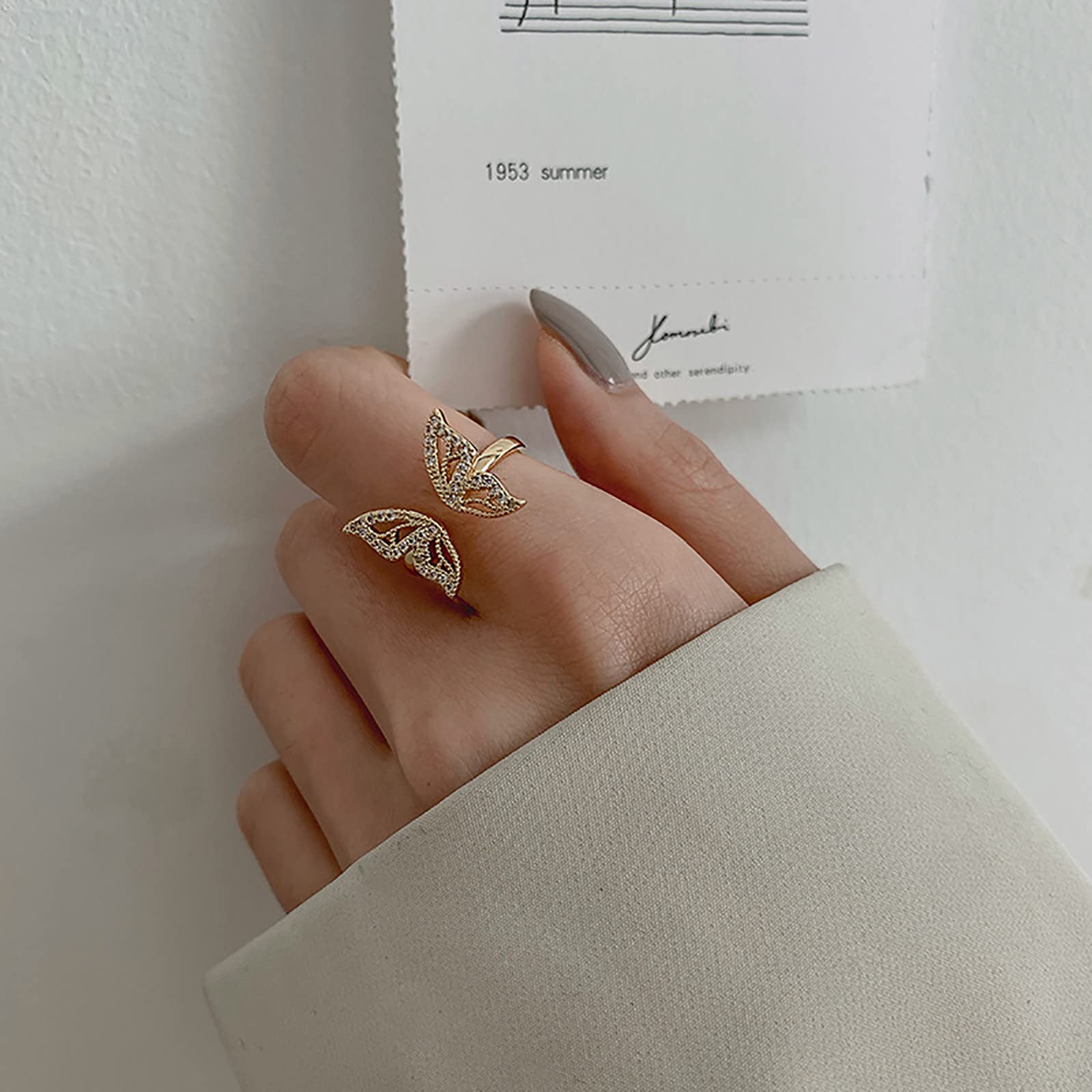 10K Gold Open Bow Ring for Women - Elegant Bridal Engagement Party Jewelry - Perfect Birthday, Proposal & Anniversary Gift (One Size) - Ideal for Weddings, Date Nights & Special Occasions